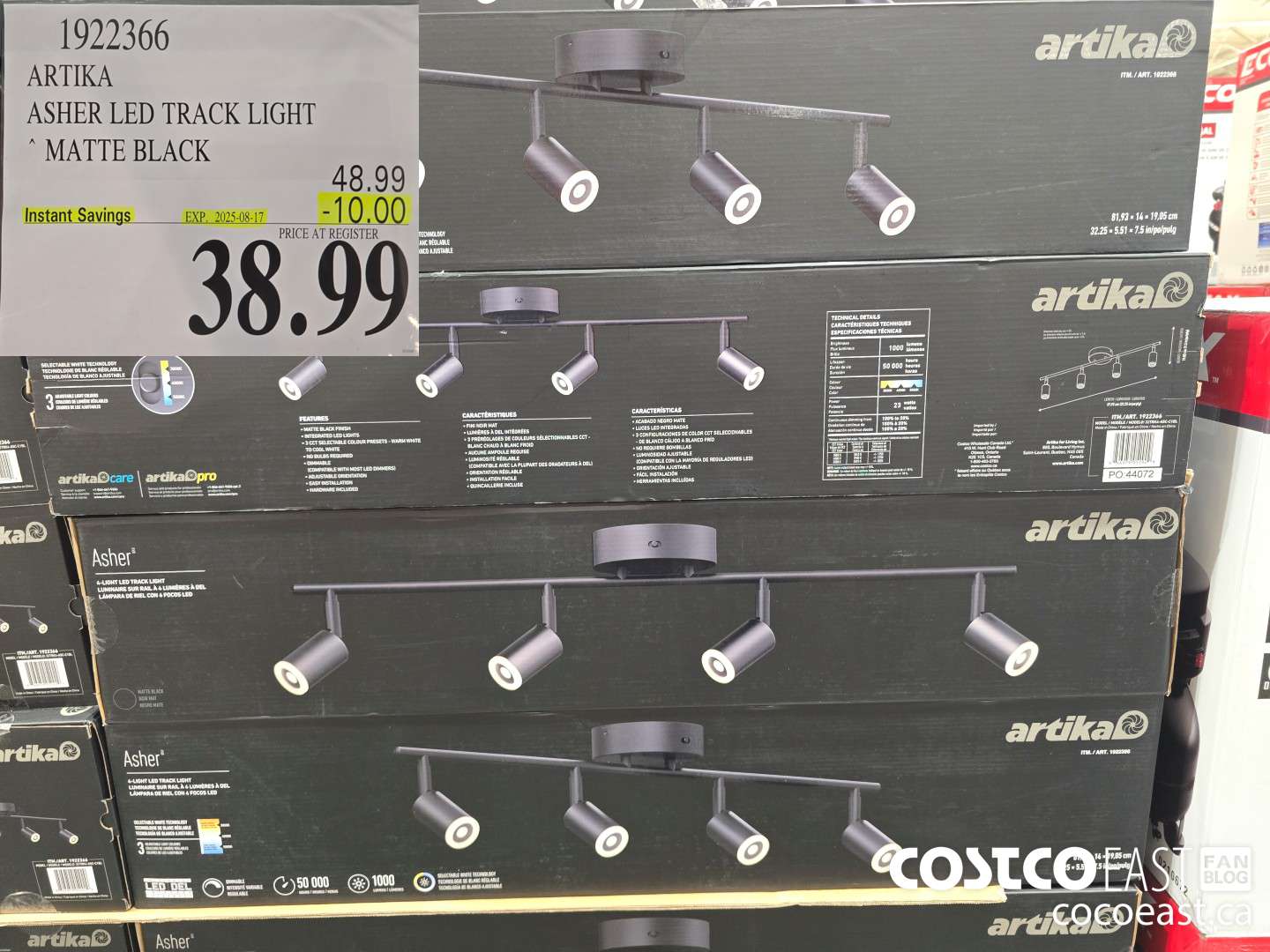 1922366 ARTIKA ASHER LED TRACK LIGHT , MATTE BLACK ($10.00 INSTANT SAVINGS EXPIRES ON 2025-08-17) $38.99