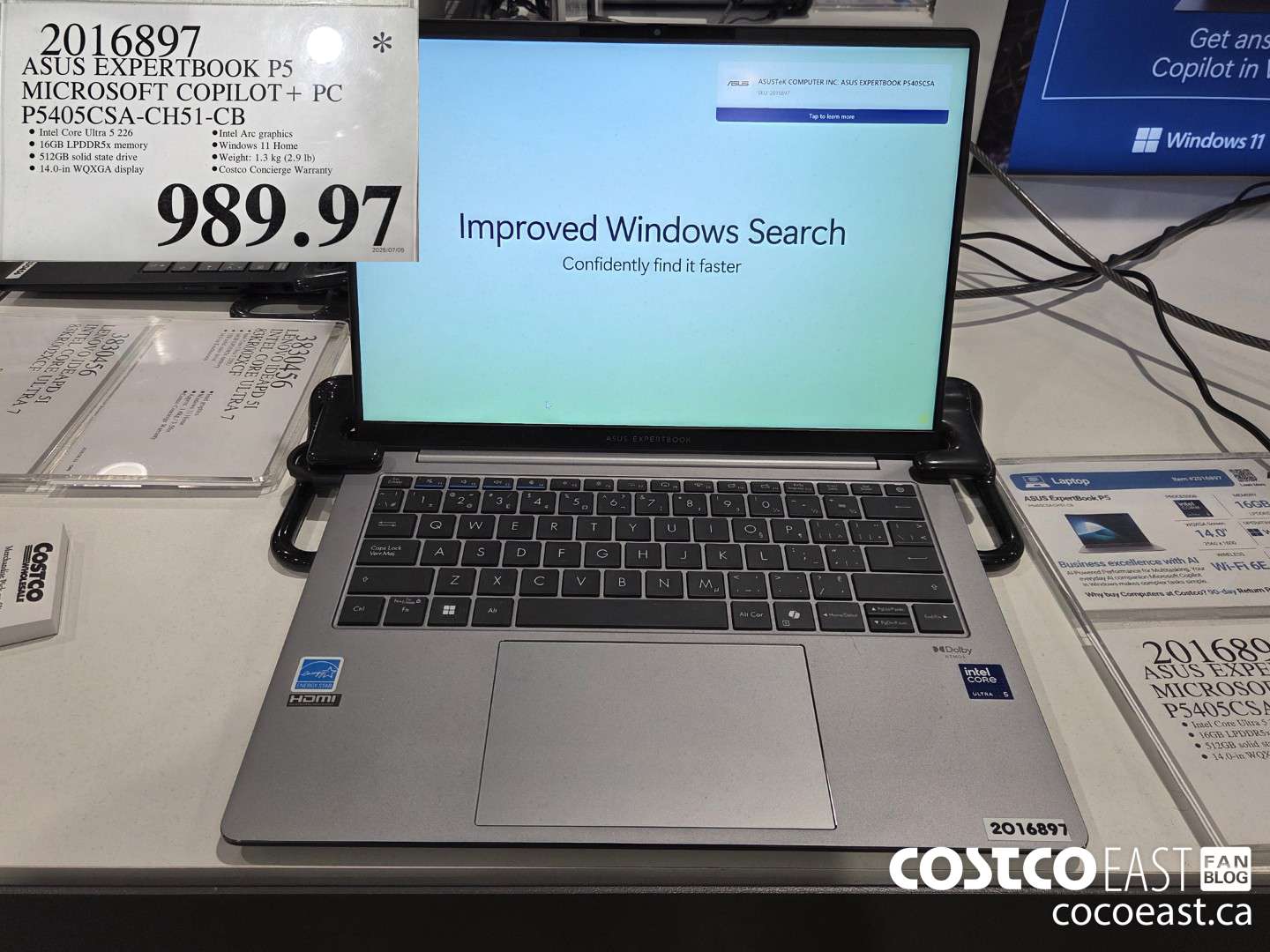 2016897 ASUS EXPERTBOOK P5 MICROSOFT COPILOT+ PC P5405CSA-CHS51-CB $989.97