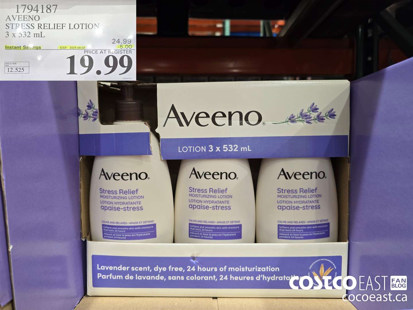 1794187 AVEENO STRESS RELIEF LOTION 3 x 532ml ($5.00 INSTANT SAVINGS EXPIRES ON 2025-08-03) $19.99