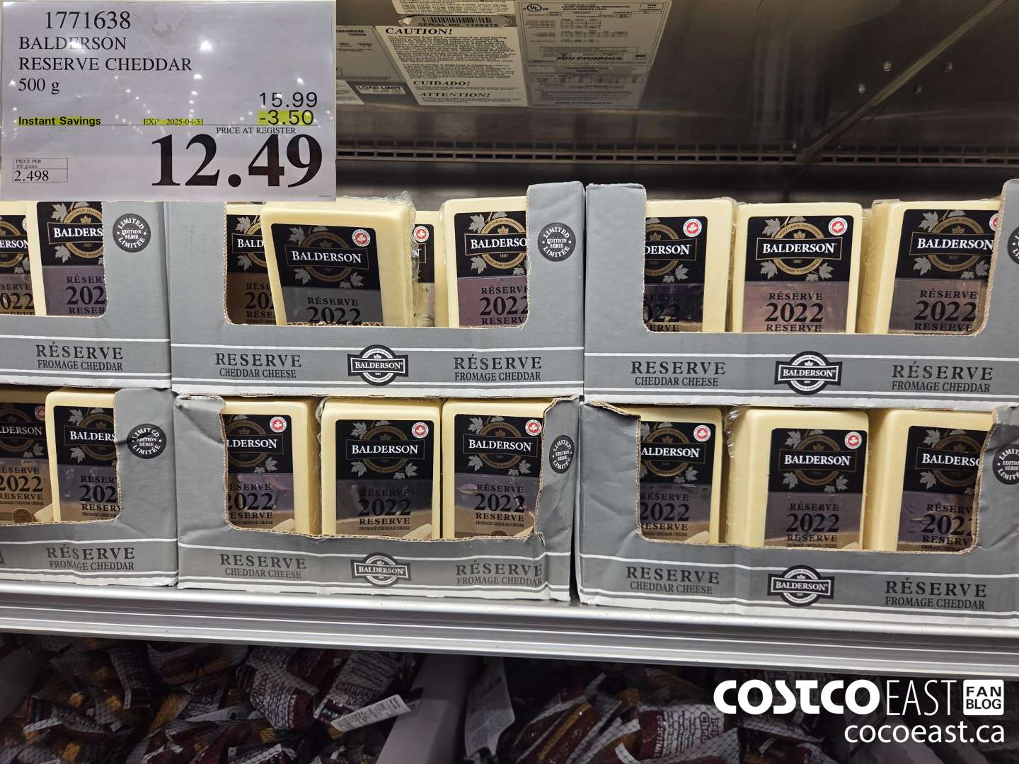 1771638 BALDERSON RESERVE CHEDDAR 500 G ($3.50 INSTANT SAVINGS EXPIRES ON 2025-08-31) $12.49