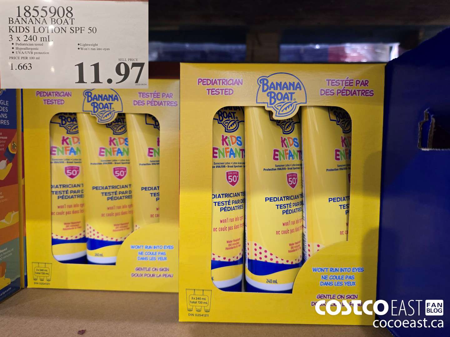 1855908 BANANA BOAT KIDS LOTION SPF 50 3 x 240 mL $11.97