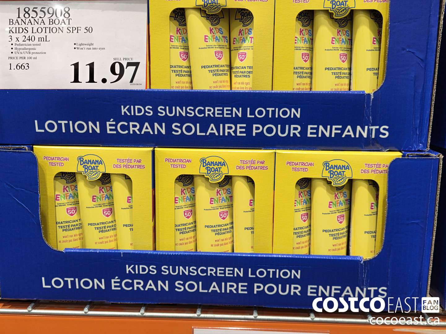 1855908 BANANA BOAT KIDS LOTION SPF 50 3 x 240 mL ($17.00 INSTANT SAVINGS) $11.97