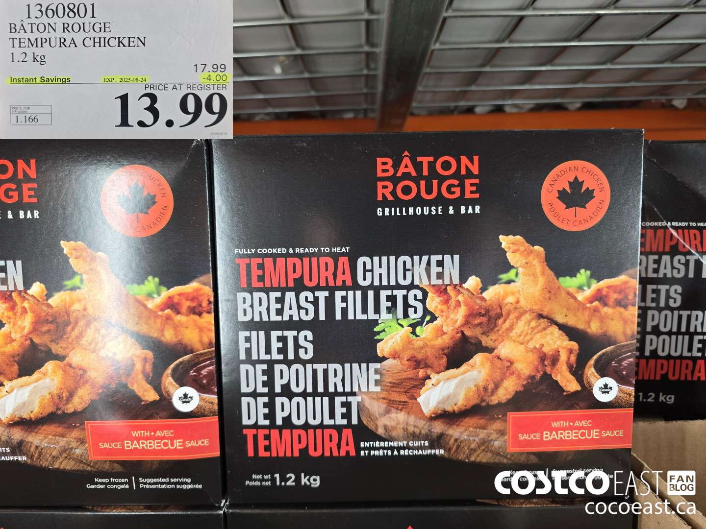 1360801 BATON ROUGE TEMPURA CHICKEN 1.2 KG ($4.00 INSTANT SAVINGS EXPIRES ON 2025-08-24) $13.99