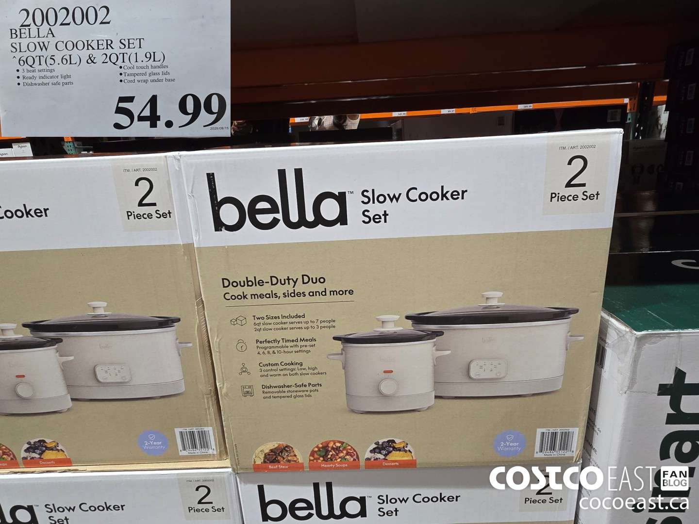 2002002 BELLA SLOW COOKERS 5.6L (6 QT) & 1.9 L (2 QT) $54.99