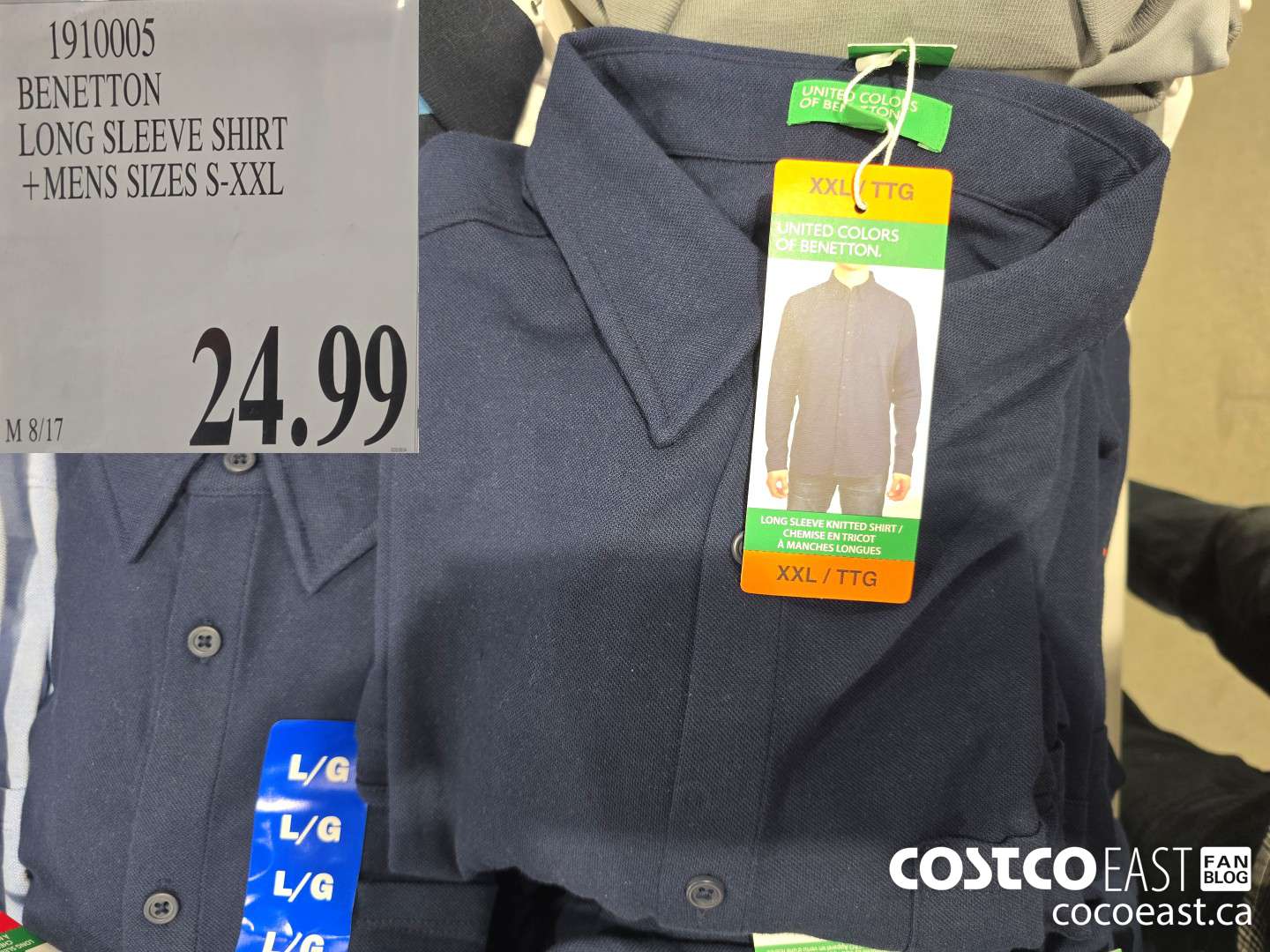 1910005 BENETTON LONG SLEEVE SHIRT +MENS SIZES S-XXL $24.99