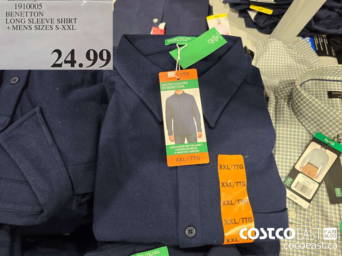 1910005 BENETTON LONG SLEEVE SHIRT +MENS SIZES S-XXL $24.99