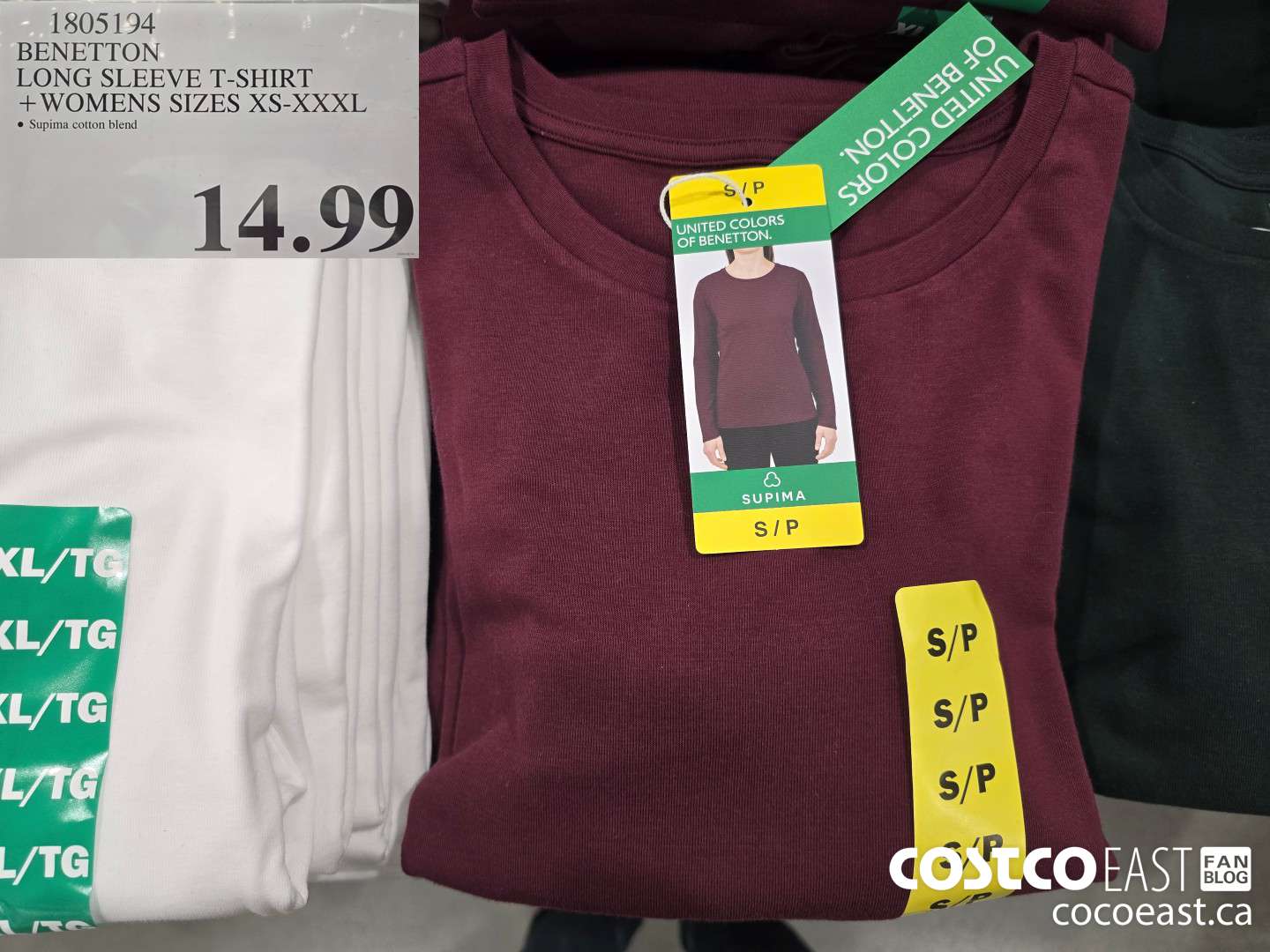 1805194 BENETTON LONG SLEEVE T-SHIRT + LADIES SIZES S-XXXL $14.99