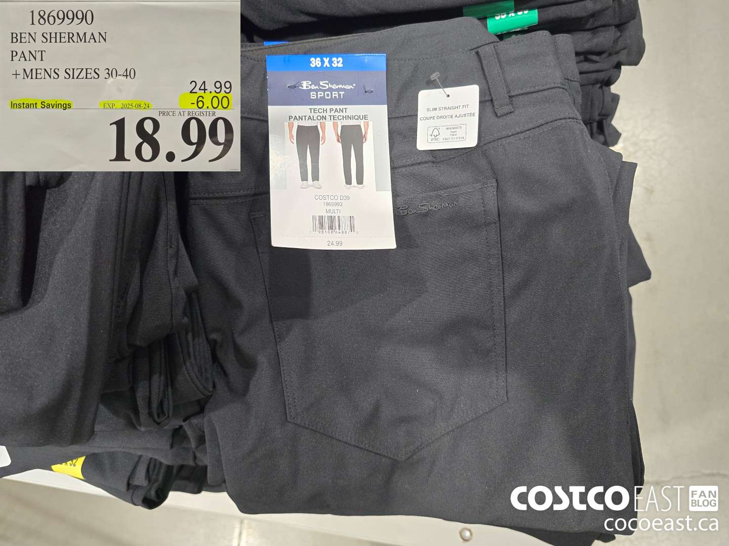 1869990 BEN SHERMAN 5 POCKET PANT +MENS SIZES 30-40 ($6.00 INSTANT SAVINGS EXPIRES ON 2025-08-24) $18.99