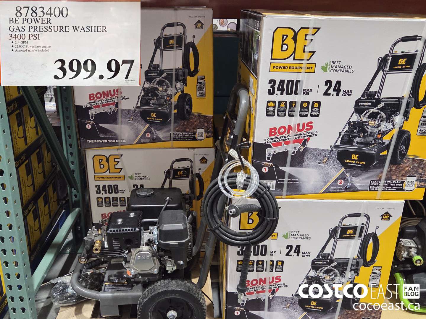 8783400 BE POWER GAS PRESSURE WASHER 3400 PSI $399.97