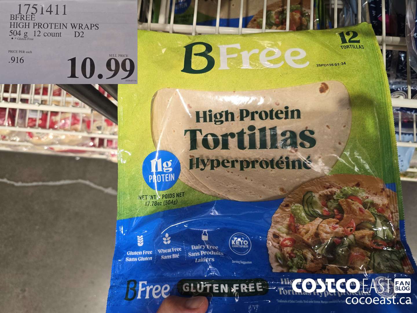 1751411 BFREE HIGH PROTEIN WRAPS 504 G 12 count $10.99