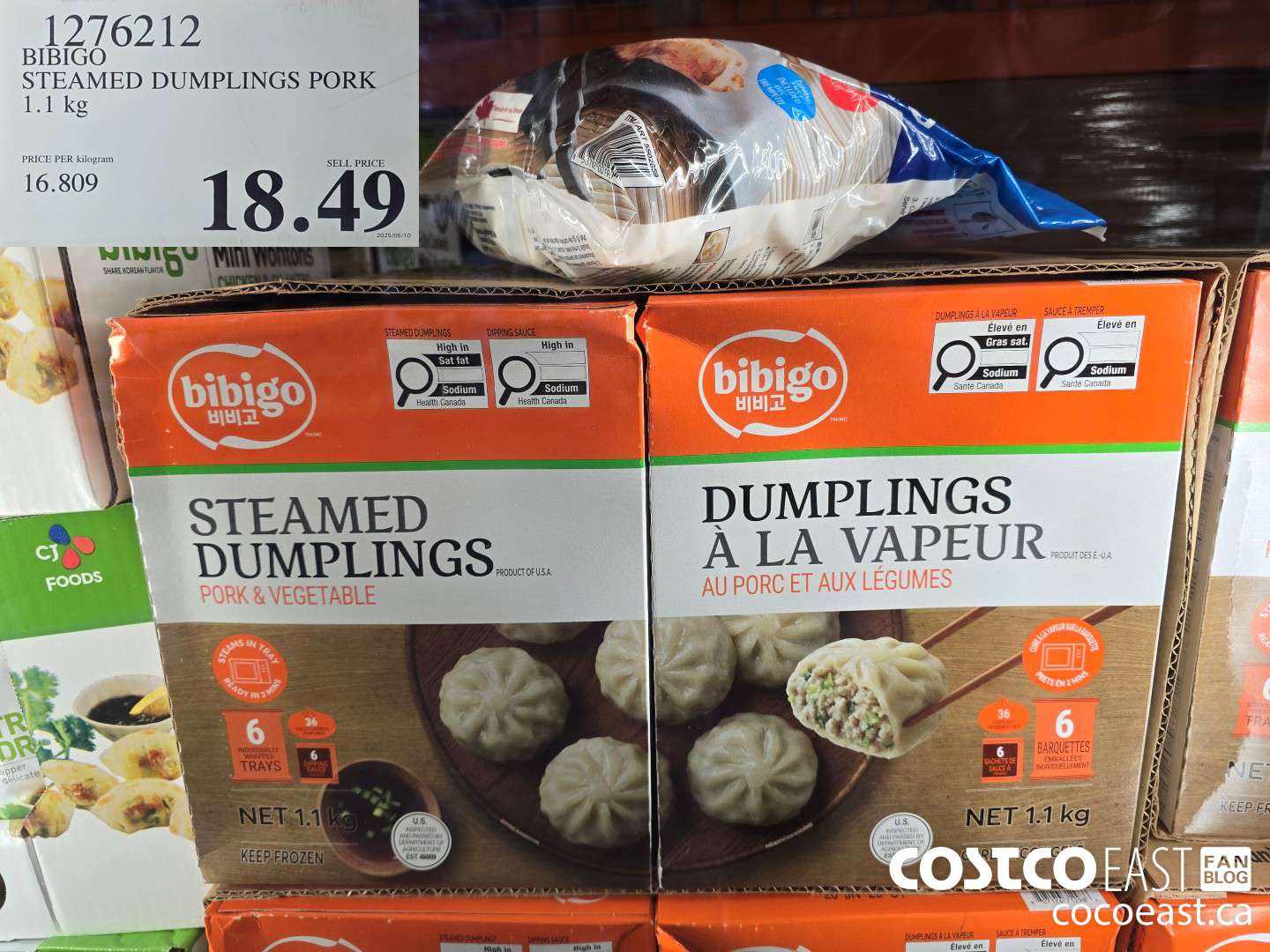 1276212 BIBIGO STEAMED DUMPLINGS PORK 1.1 KG $18.49