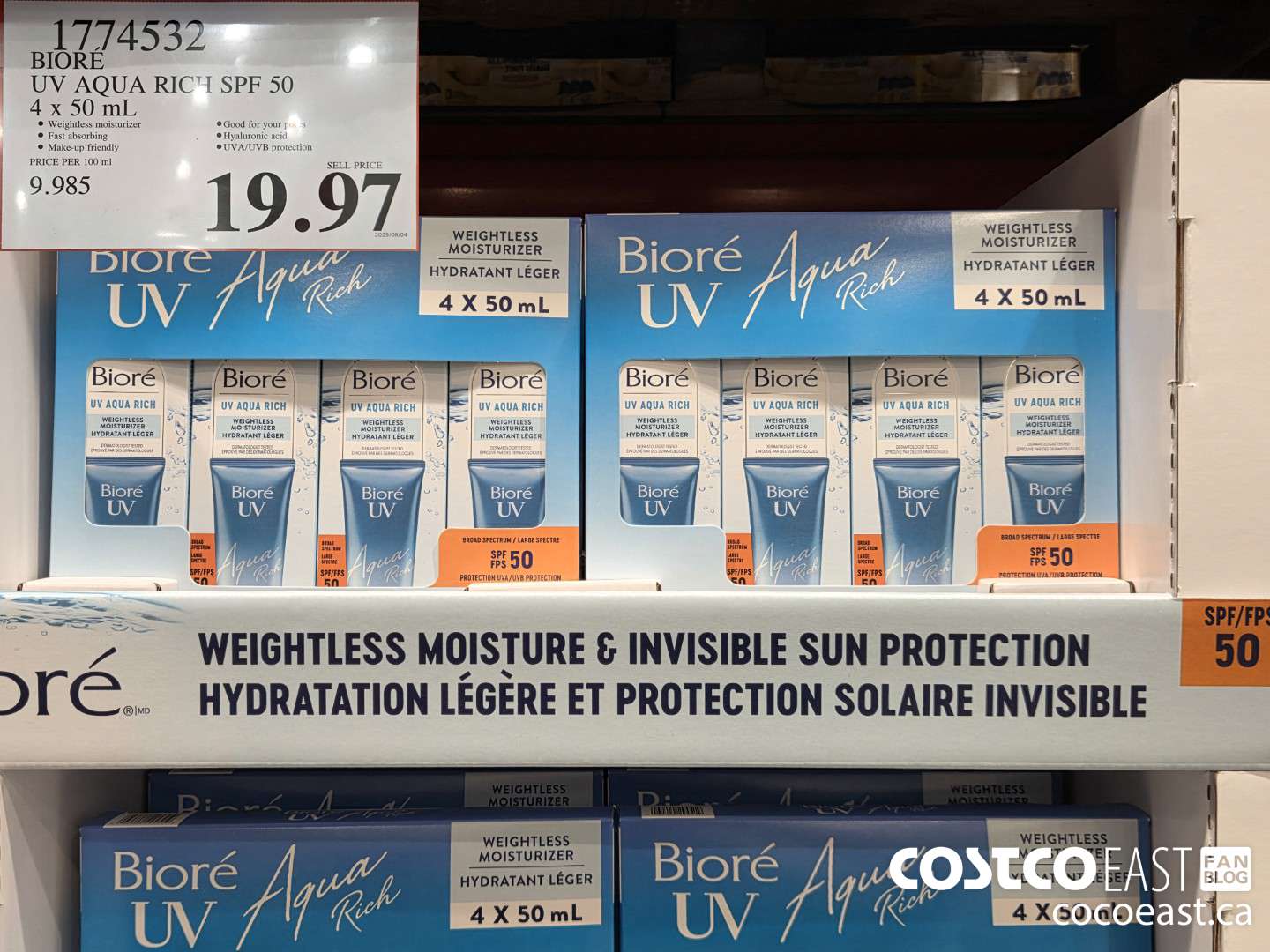 1774532 BIORE UV AQUA RICH SPF 50 4 x 50 ML $19.97