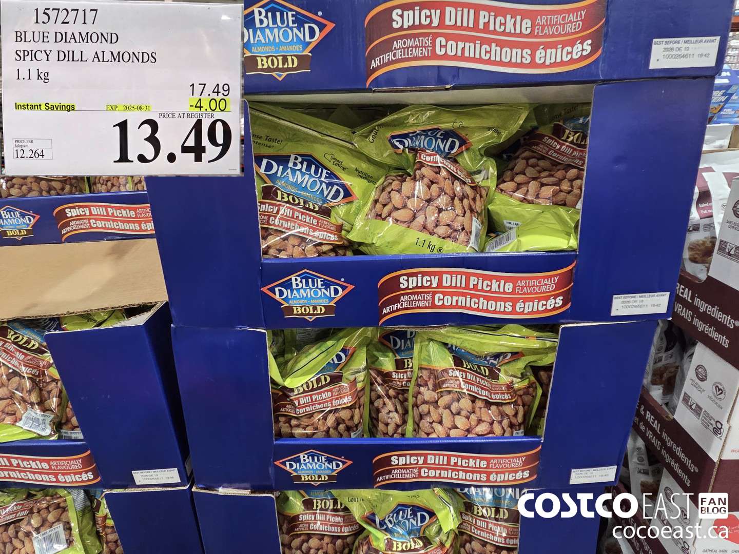 1572717 BLUE DIAMOND SPICY DILL ALMONDS 1.1 KG ($4.00 INSTANT SAVINGS EXPIRES ON 2025-08-31) $13.49