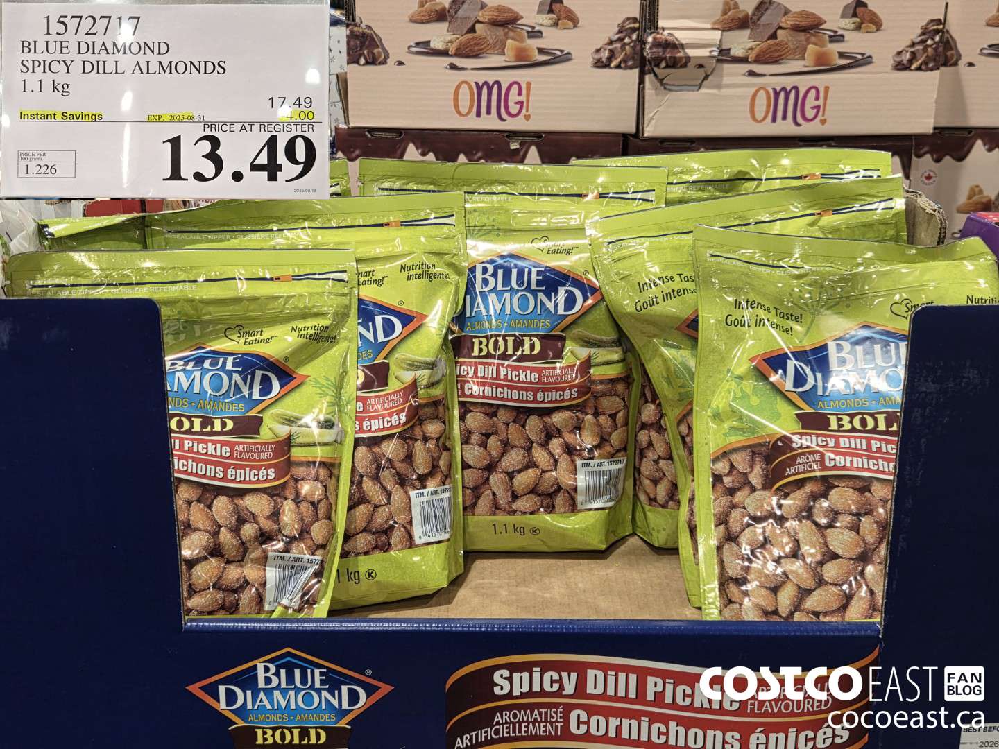 1572717 BLUE DIAMOND SPICY DILL ALMONDS 1.1 KG ($4.00 INSTANT SAVINGS EXPIRES ON 2025-08-31) $13.49
