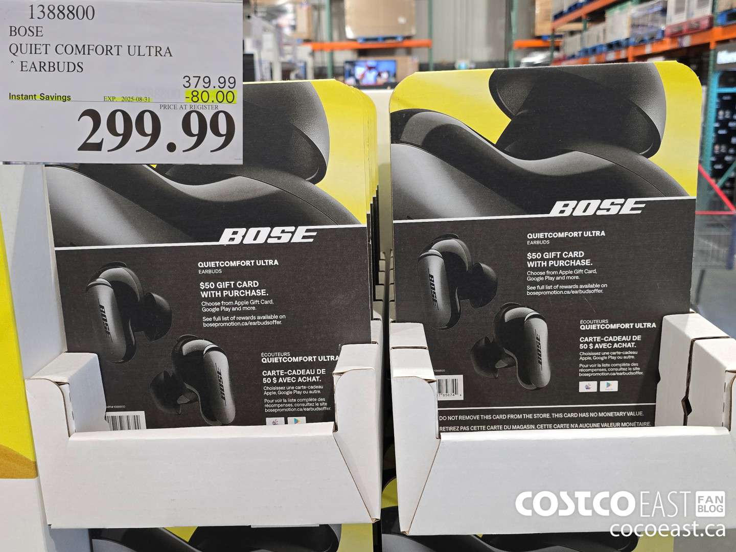 1388800 BOSE QUIET COMFORT ULTRA EARBUDS ($80.00 INSTANT SAVINGS EXPIRES ON 2025-08-31) $299.99