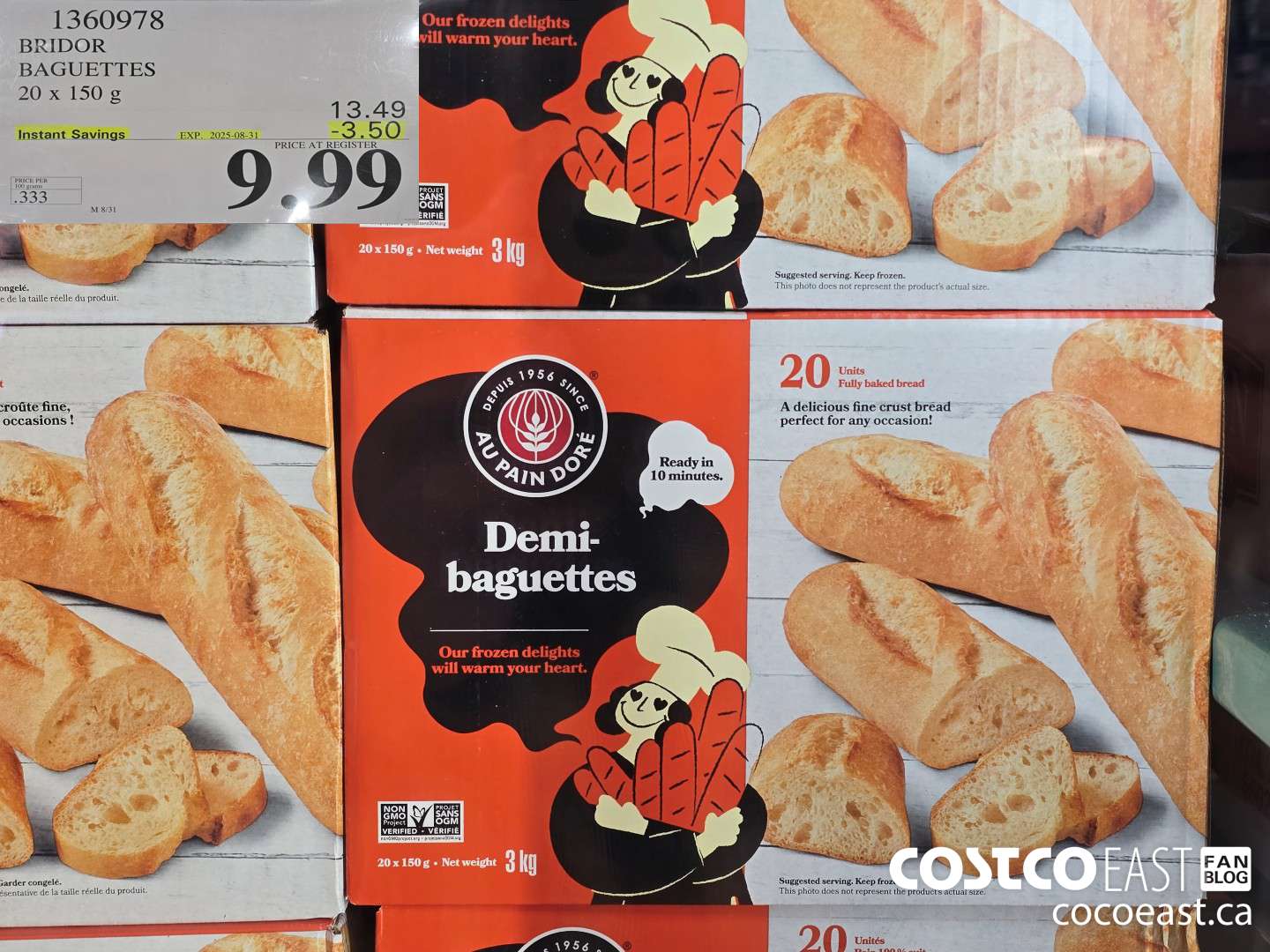 1360978 BRIDOR BAGUETTES 20 X 150 G ($3.50 INSTANT SAVINGS EXPIRES ON 2025-08-31) $9.99