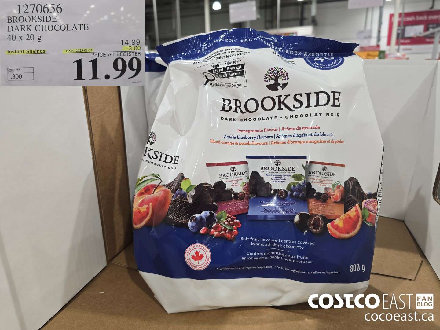 1270656 BROOKSIDE DARK CHOCOLATE 40 x 20 g ($3.00 INSTANT SAVINGS EXPIRES ON 2025-08-17) $11.99