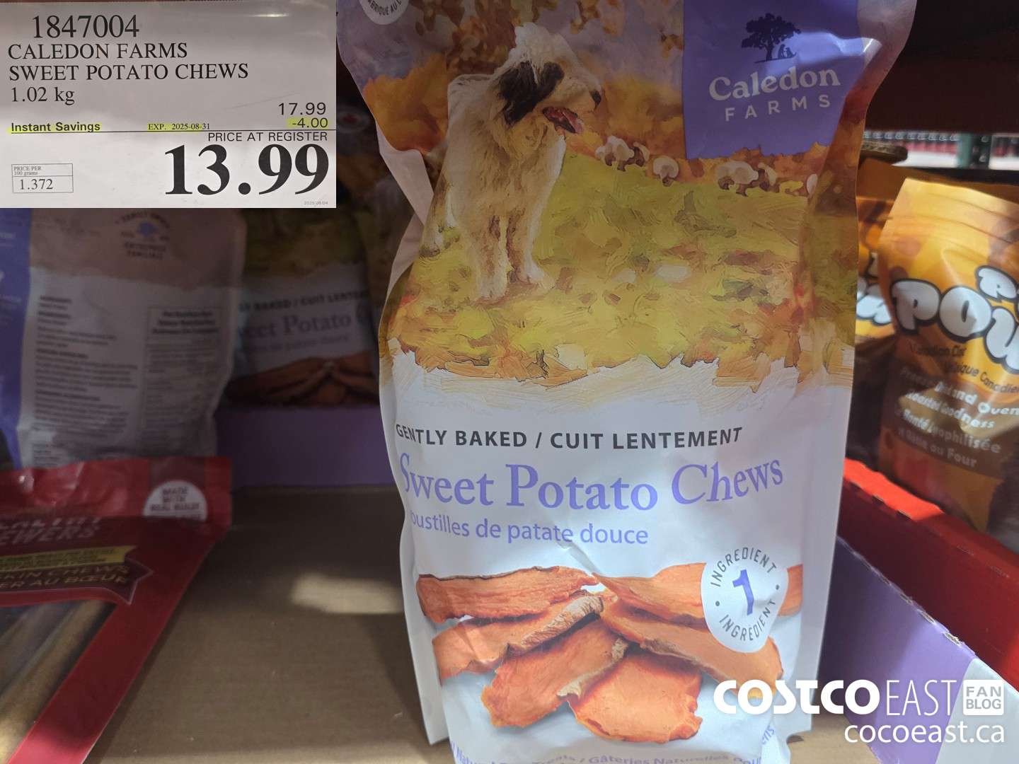 1847004 CALEDON FARMS SWEET POTATO CHEWS 1.02 kg ($4.00 INSTANT SAVINGS EXPIRES ON 2025-08-31) $13.99