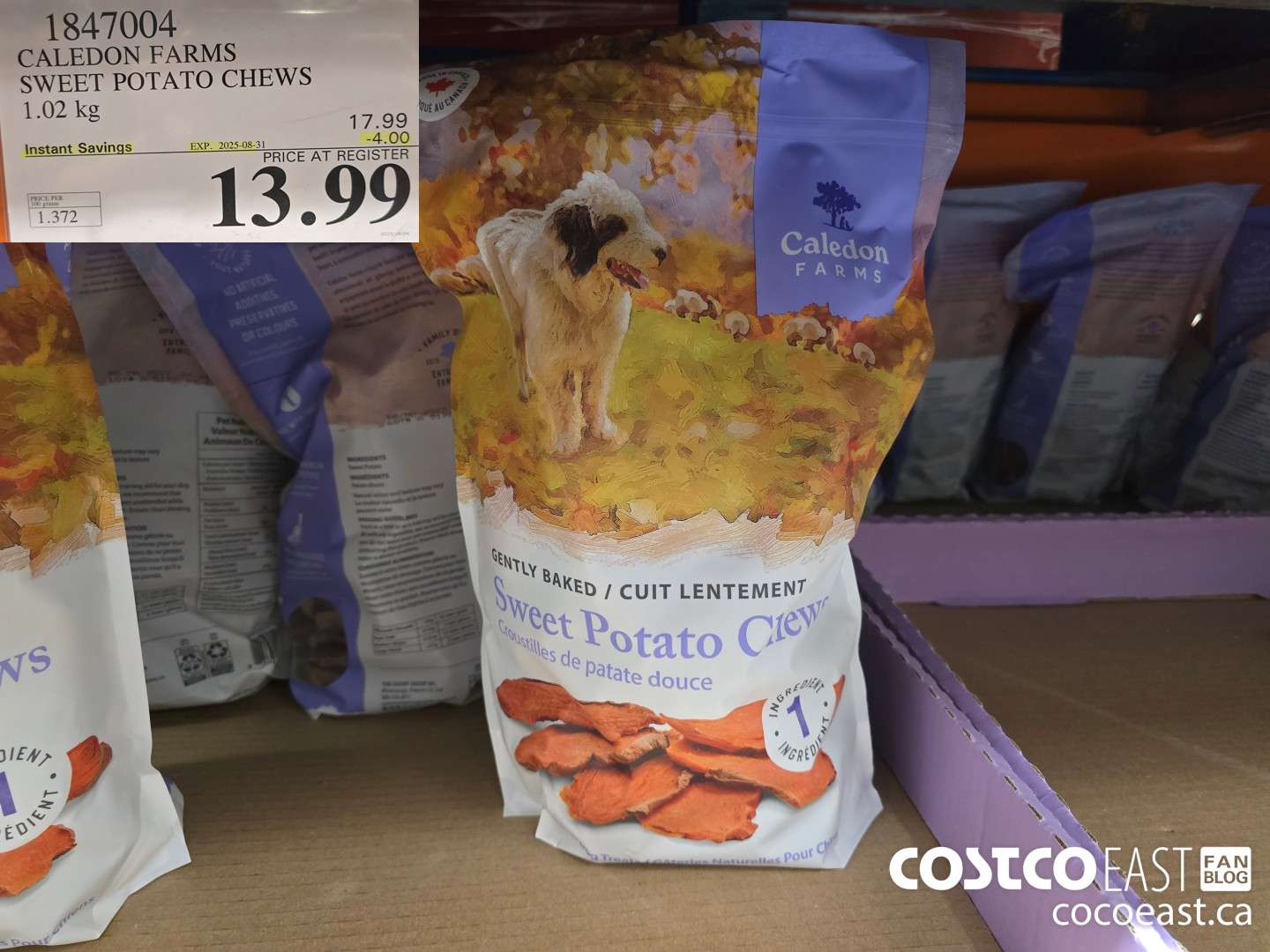 1847004 CALEDON FARMS SWEET POTATO CHEWS 1.02 kg ($4.00 INSTANT SAVINGS EXPIRES ON 2025-08-31) $13.99