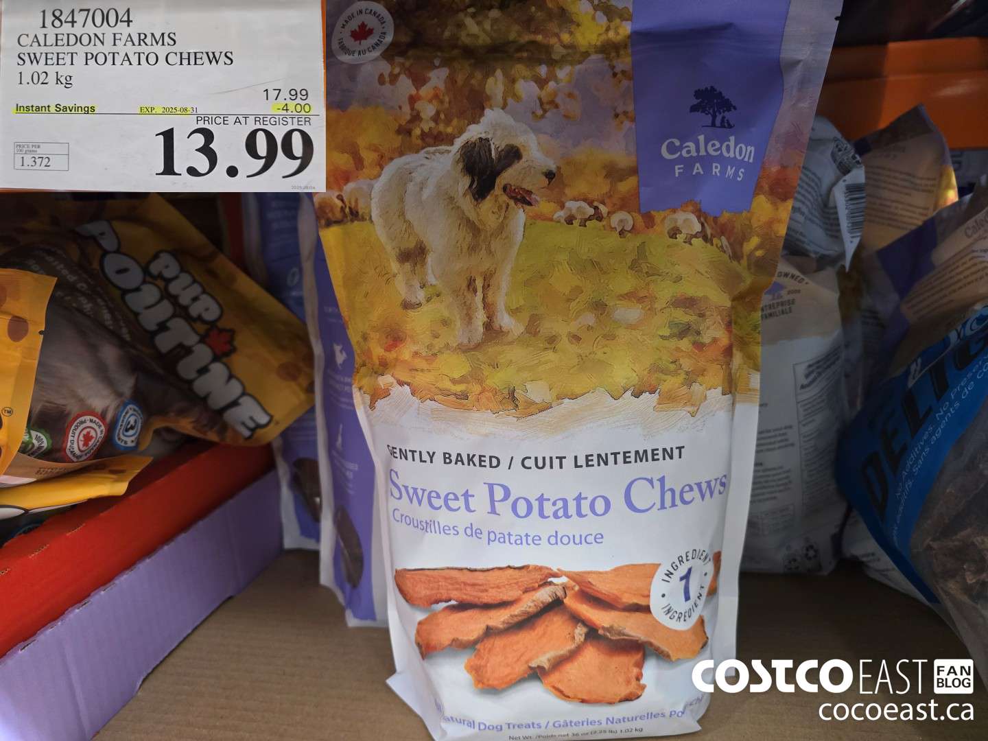 1847004 CALEDON FARMS SWEET POTATO CHEWS 1.02 kg ($4.00 INSTANT SAVINGS EXPIRES ON 2025-08-31) $13.99