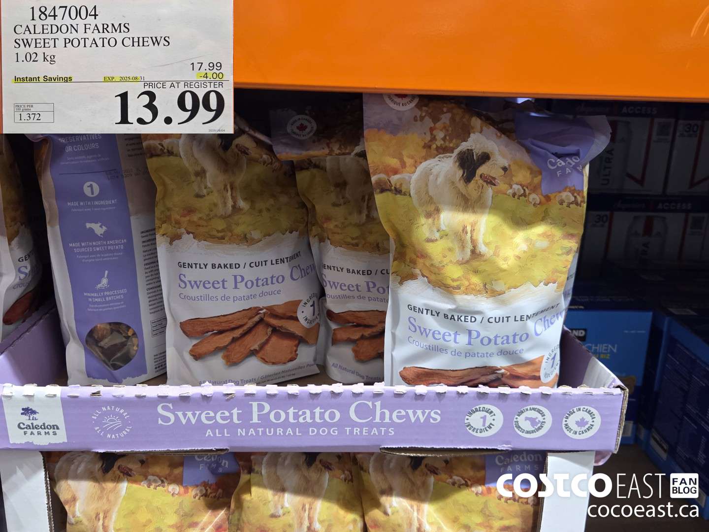 1847004 CALEDON FARMS SWEET POTATO CHEWS 1.02 kg ($4.00 INSTANT SAVINGS EXPIRES ON 2025-08-31) $13.99