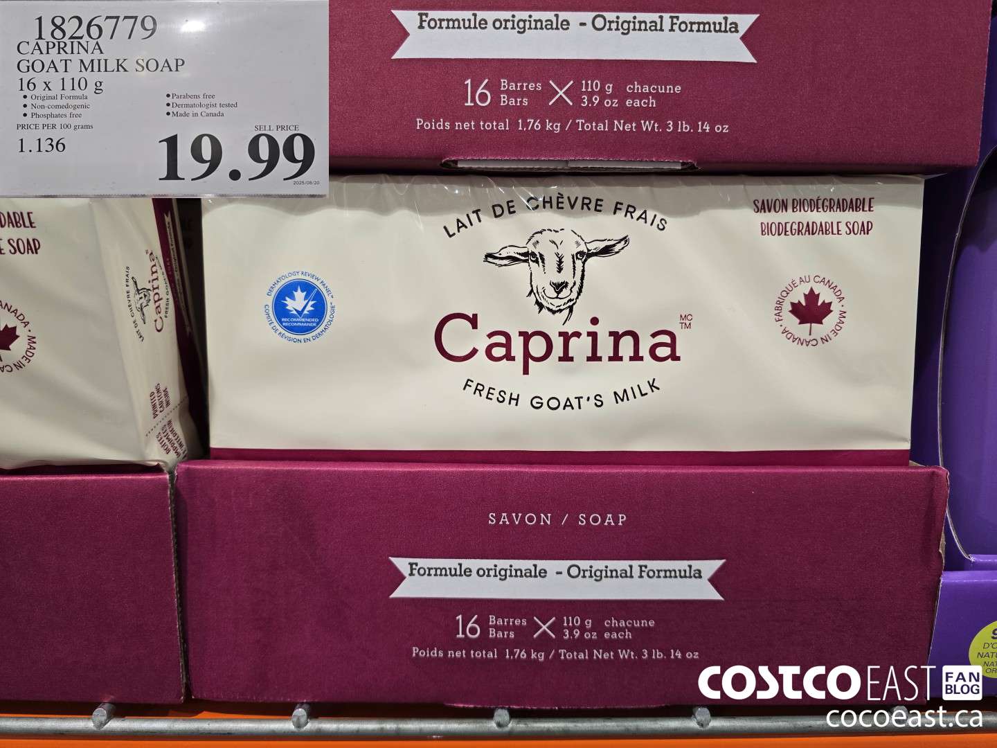 1826779 CAPRINA GOAT MILK SOAP 16 x 110g $19.99