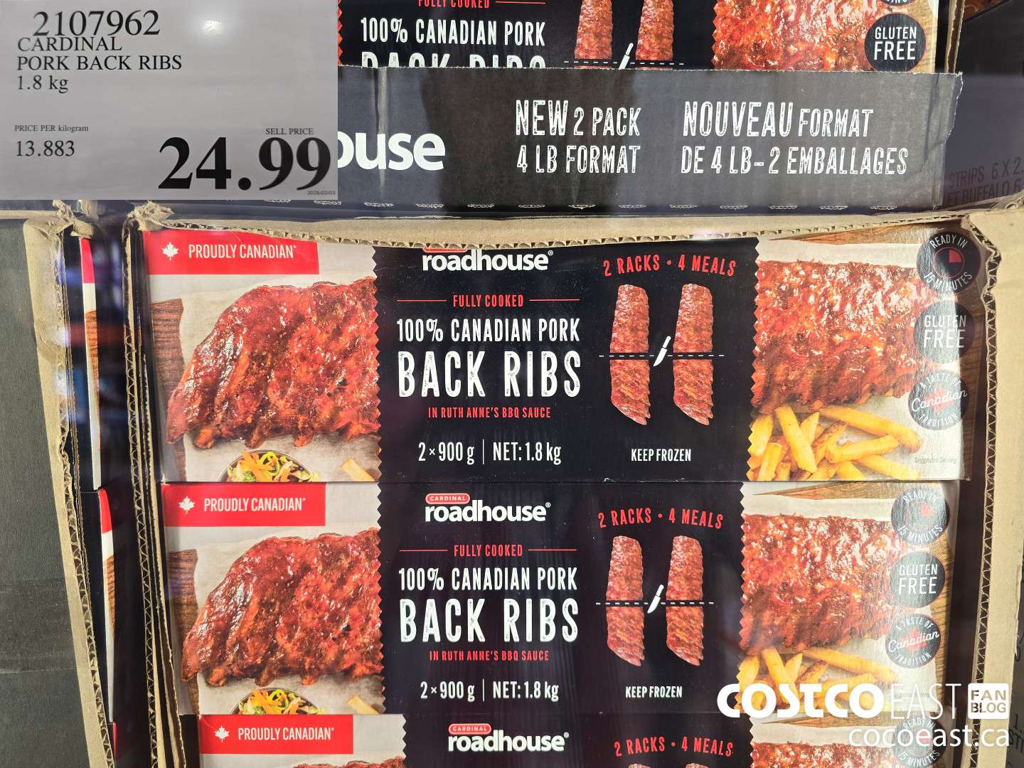 2107962 CARDINAL PORK BACK RIBS 1.8 kg $24.99