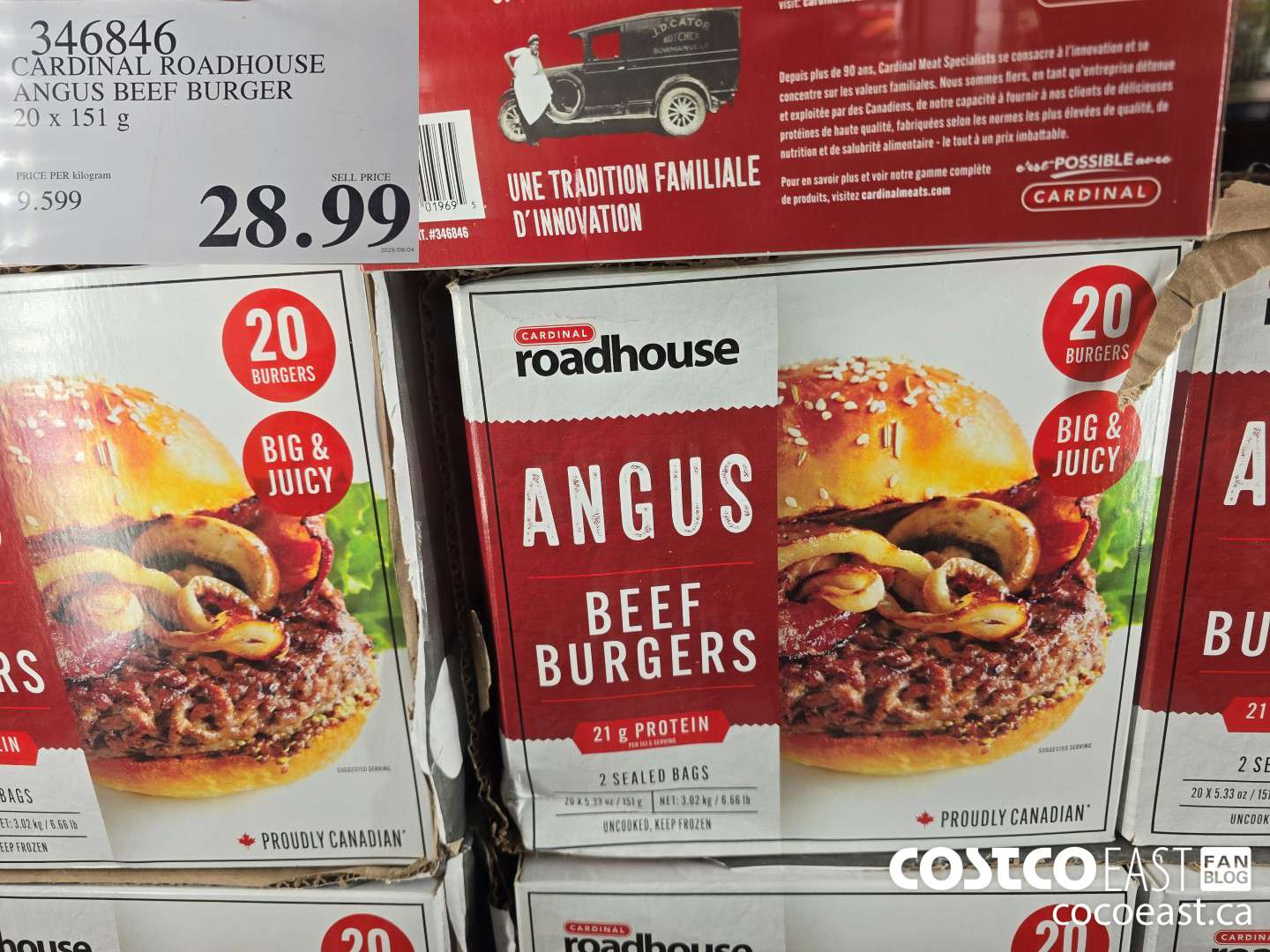 346846 CARDINAL ROADHOUSE ANGUS BEEF BURGER 20 X 151 G $28.99