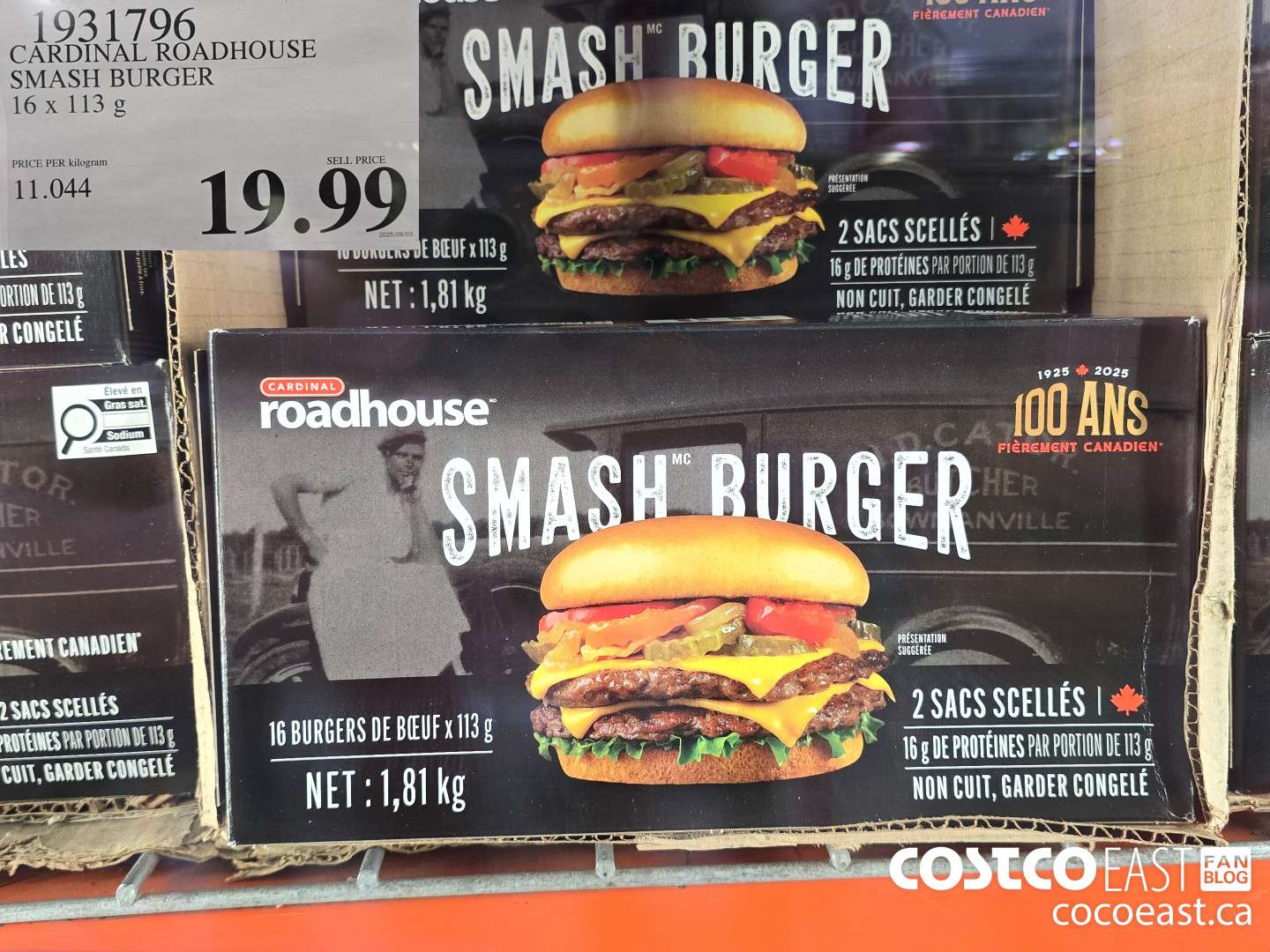 1931796 CARDINAL ROADHOUSE SMASH BURGER 16 x 113 G $19.99