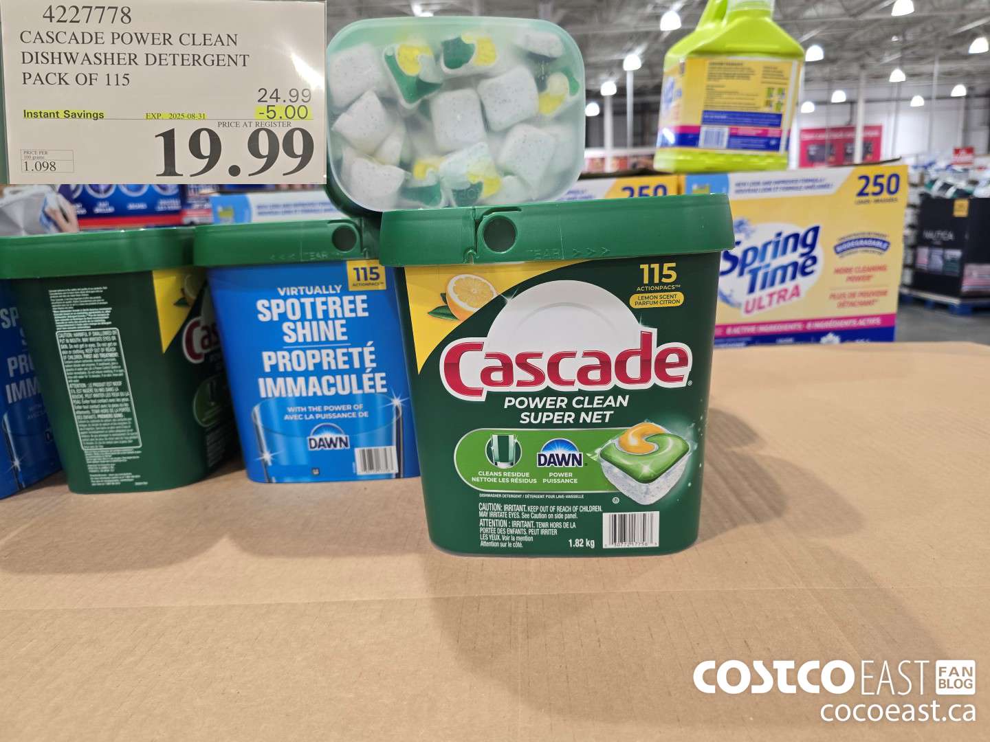 4227778 CASCADE POWER CLEAN DISHWASHER DETERGENT PACK OF 115 ($5.00 INSTANT SAVINGS EXPIRES ON 2025-08-31) $19.99