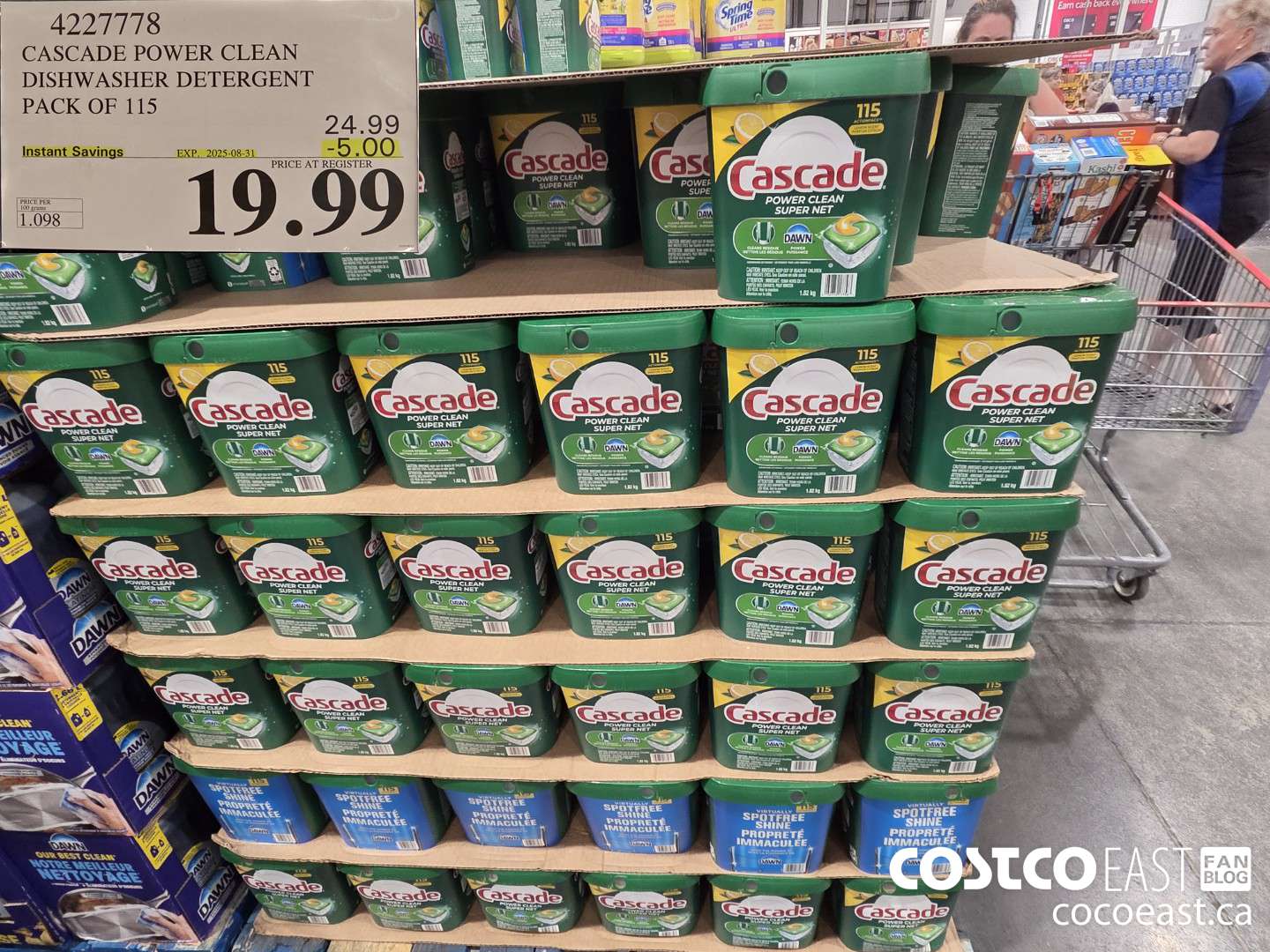 4227778 CASCADE POWER CLEAN DISHWASHER DETERGENT PACK OF 115 ($5.00 INSTANT SAVINGS EXPIRES ON 2025-08-31) $19.99