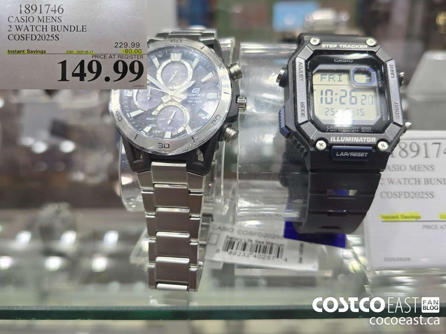 1891746 CASIO MENS 2 WATCH BUNDLE COSFD2025S ($80.00 INSTANT SAVINGS EXPIRES ON 2025-08-17) $149.99