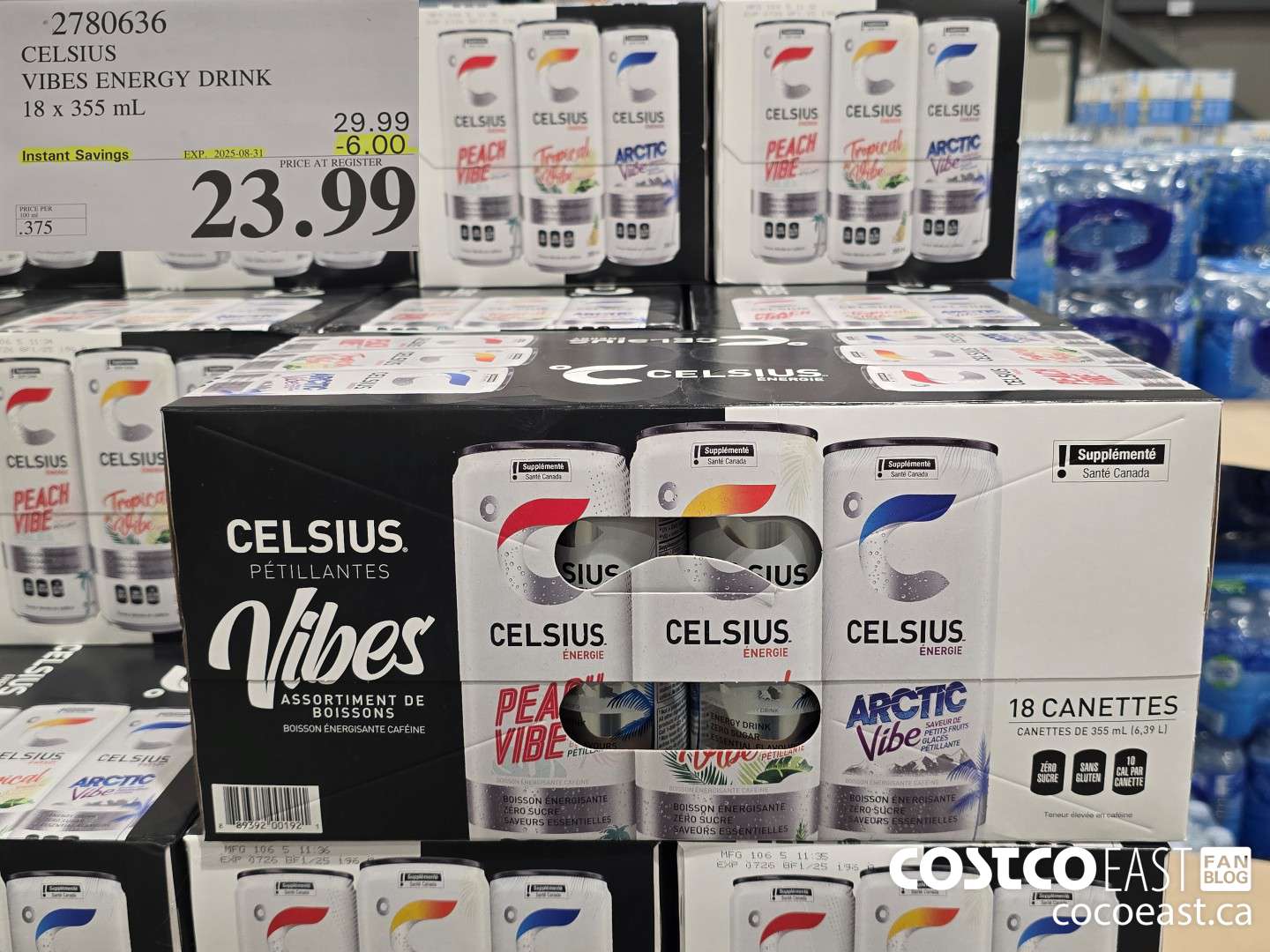 2780636 CELSIUS VIBES ENERGY DRINK 18 X 355 ML ($6.00 INSTANT SAVINGS EXPIRES ON 2025-08-31) $23.99