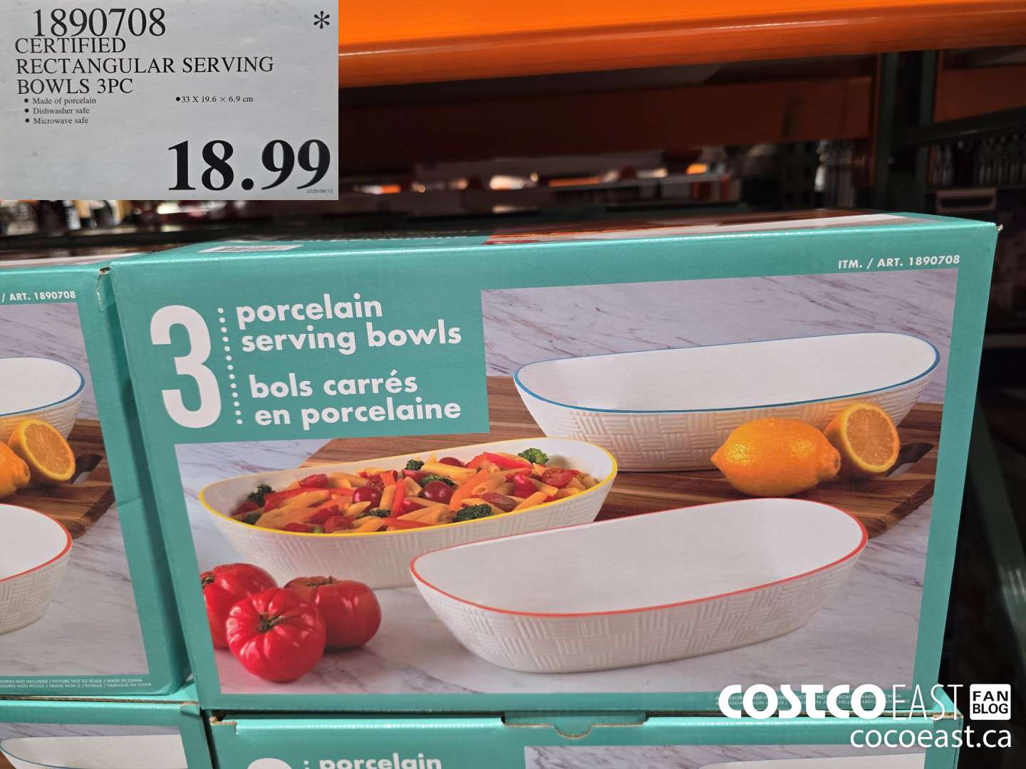 1890708 CERTIFIED RECTANGULAR SERVING BOWLS 3PC $18.99