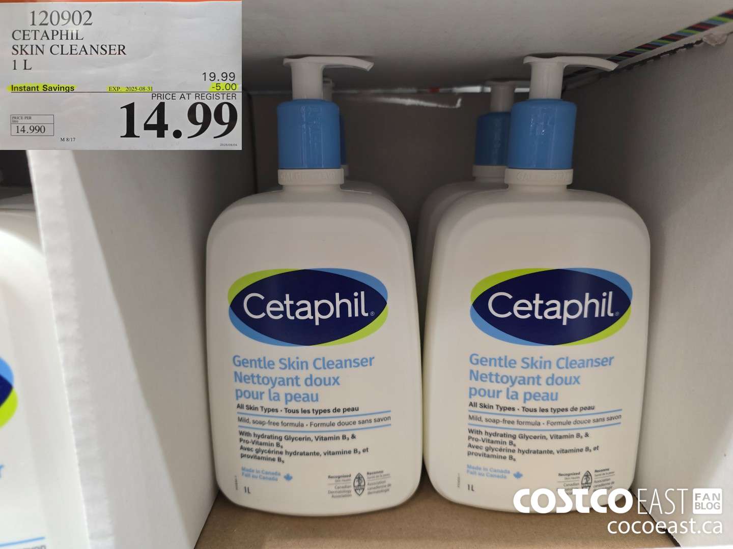 120902 CETAPHIL SKIN CLEANSER 1 L ($5.00 INSTANT SAVINGS EXPIRES ON 2025-08-31) $14.99