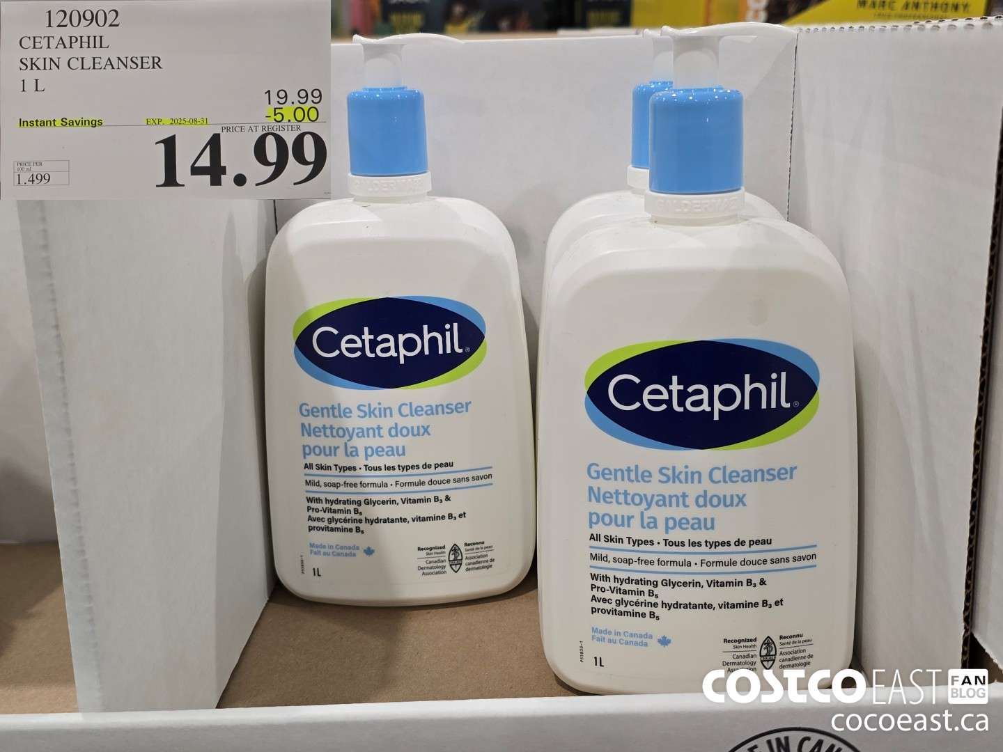 120902 CETAPHIL SKIN CLEANSER 1 L ($5.00 INSTANT SAVINGS EXPIRES ON 2025-08-31) $14.99