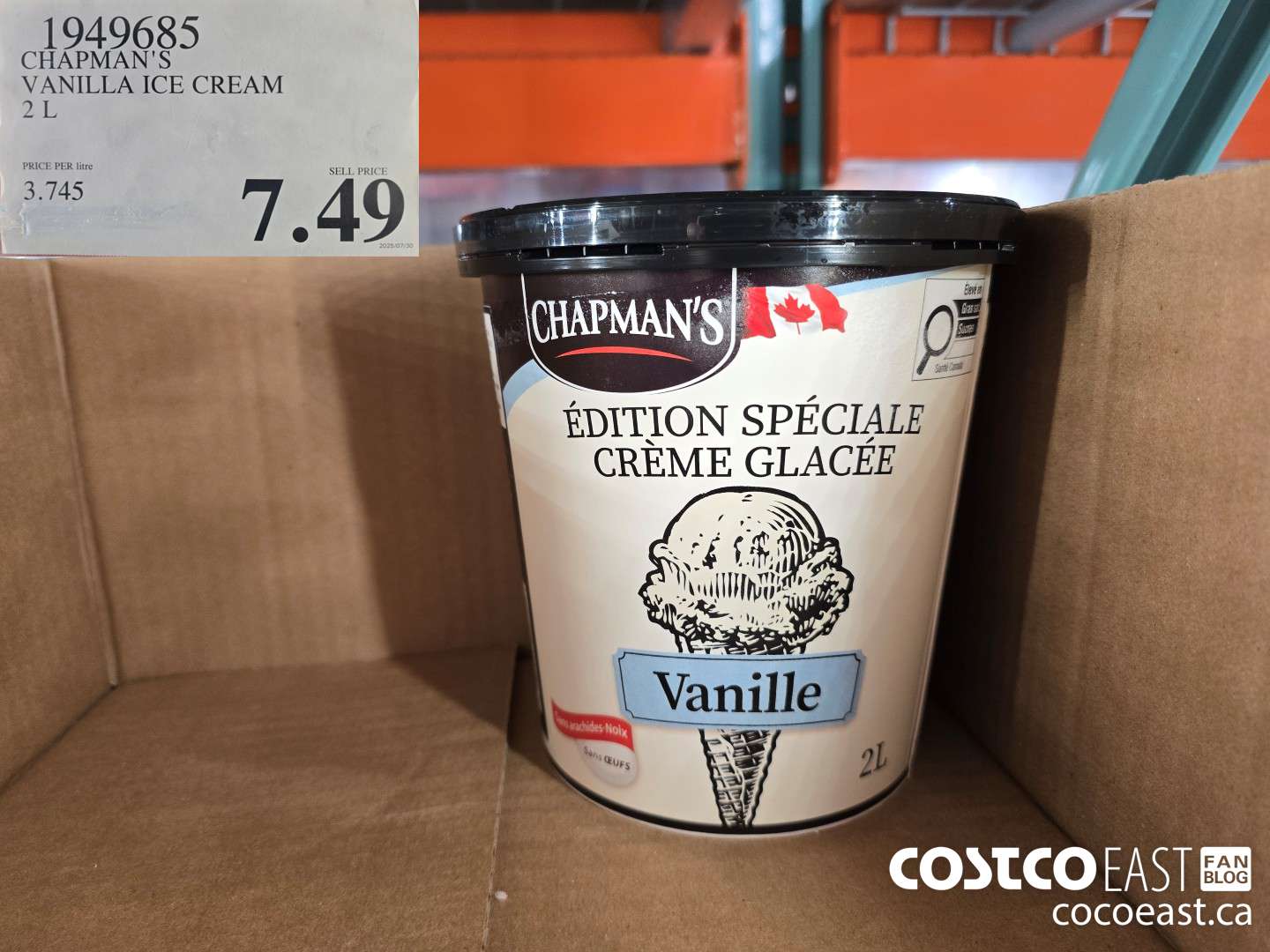 1949685 CHAPMAN'S VANILLA ICE CREAM 2 L $7.49