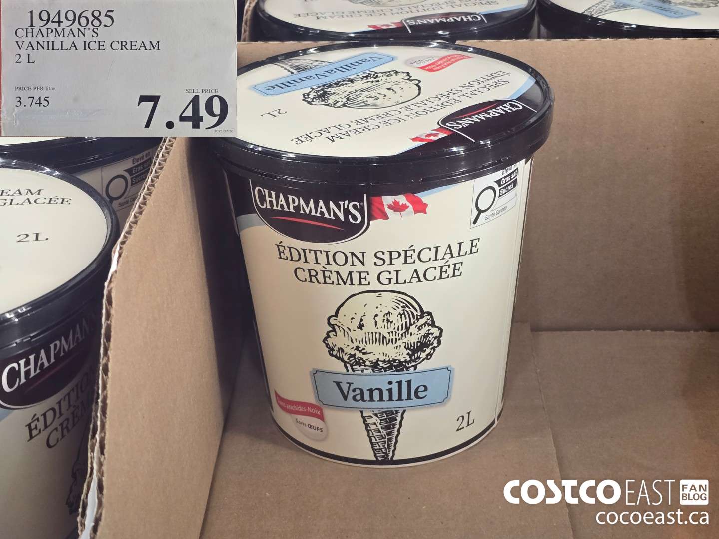 1949685 CHAPMAN'S VANILLA ICE CREAM 2 L $7.49