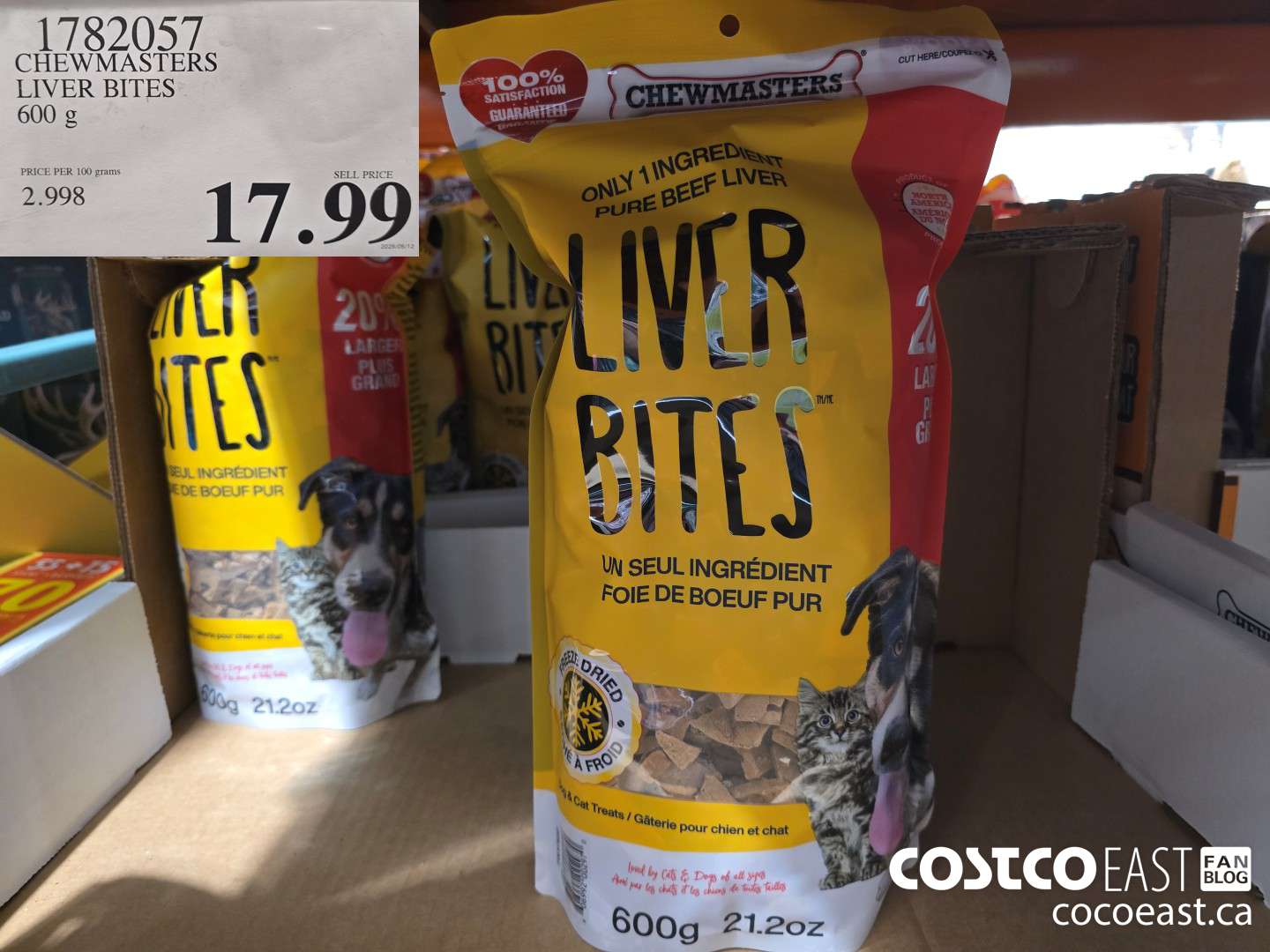 1782057 CHEWMASTERS LIVER BITES 600 g $17.99