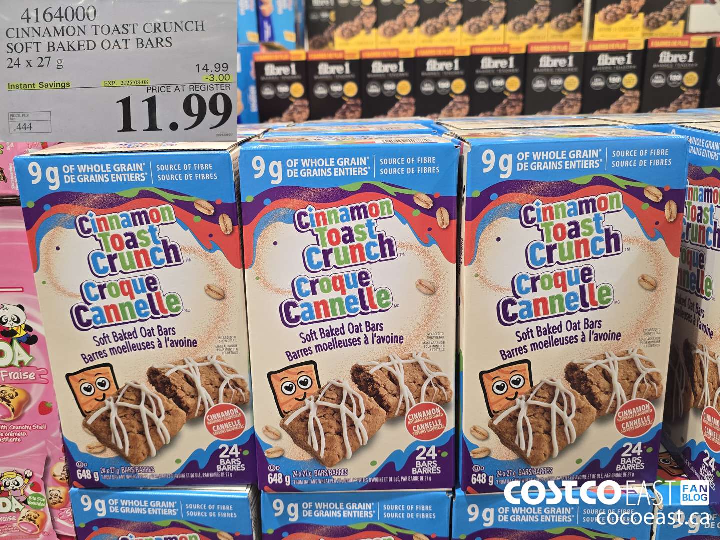 4164000 CINNAMON TOAST CRUNCH SOFT BAKED OAT BARS 24x27 G ($3.00 INSTANT SAVINGS EXPIRES ON 2025-08-08) $11.99