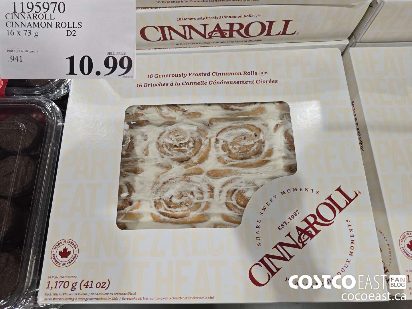 1195970 CINNAROLL CINNAMON ROLLS 16 X 73G $10.99