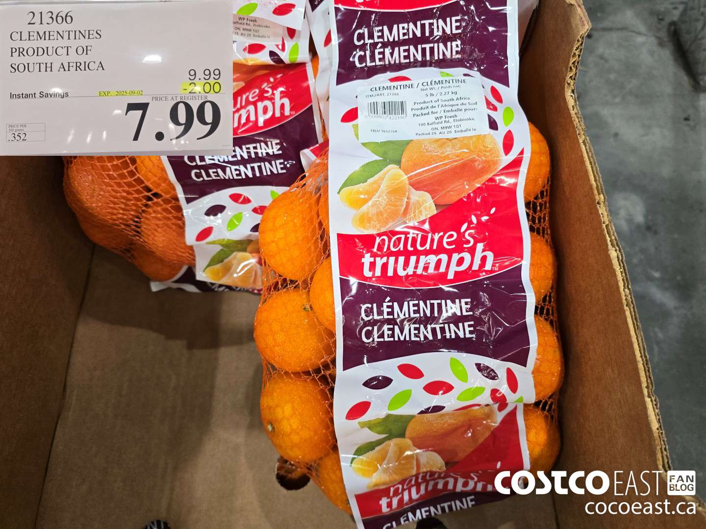 21366 CLEMENTINES PRODUCT OF SOUTH AFRICA ($2.00 INSTANT SAVINGS EXPIRES ON 2025-09-02) $7.99