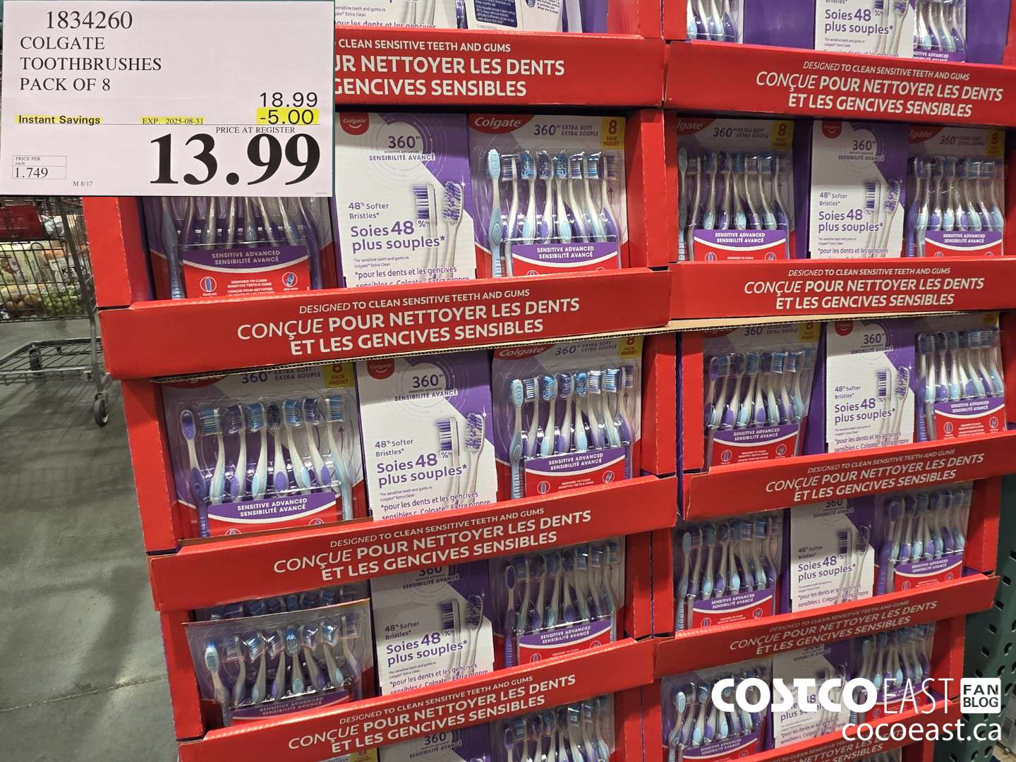 1834260 COLGATE 360 ADVANCED TOOTHBRUSHES PACK OF 8 ($5.00 INSTANT SAVINGS EXPIRES ON 2025-08-31) $13.99