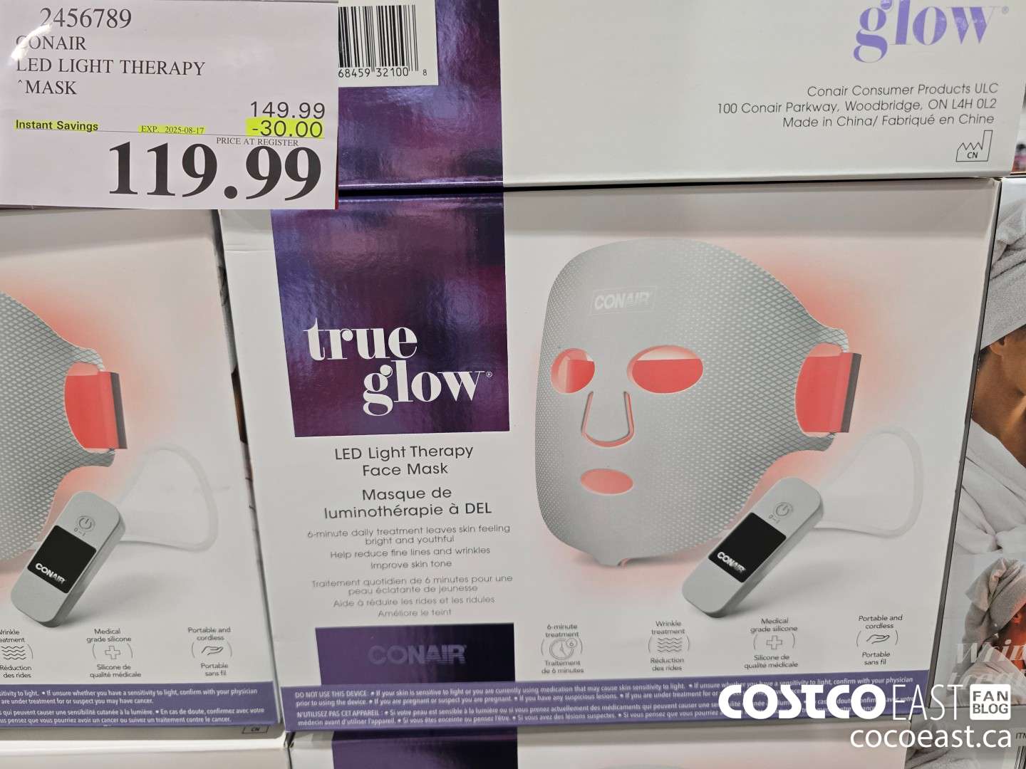 2456789 CONAIR LED LIGHT THERAPY MASK ($30.00 INSTANT SAVINGS EXPIRES ON 2025-08-17) $119.99