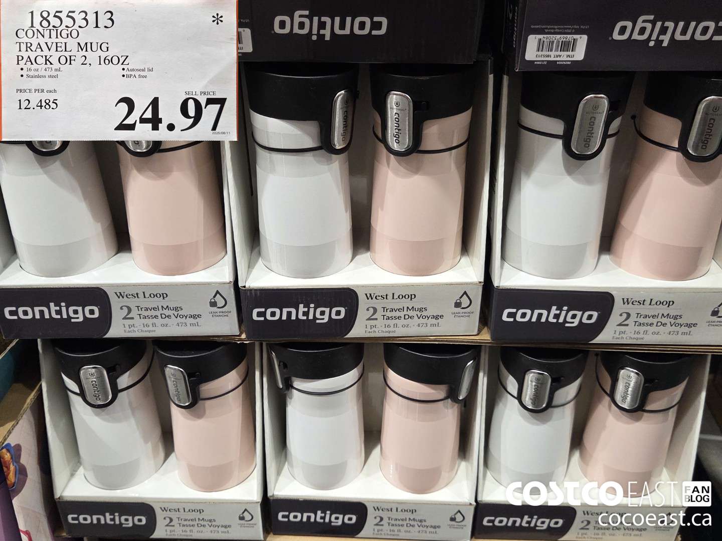 1855313 CONTIGO TRAVEL MUG PACK OF 2, 16 OZ ($10.00 INSTANT SAVINGS) $24.97