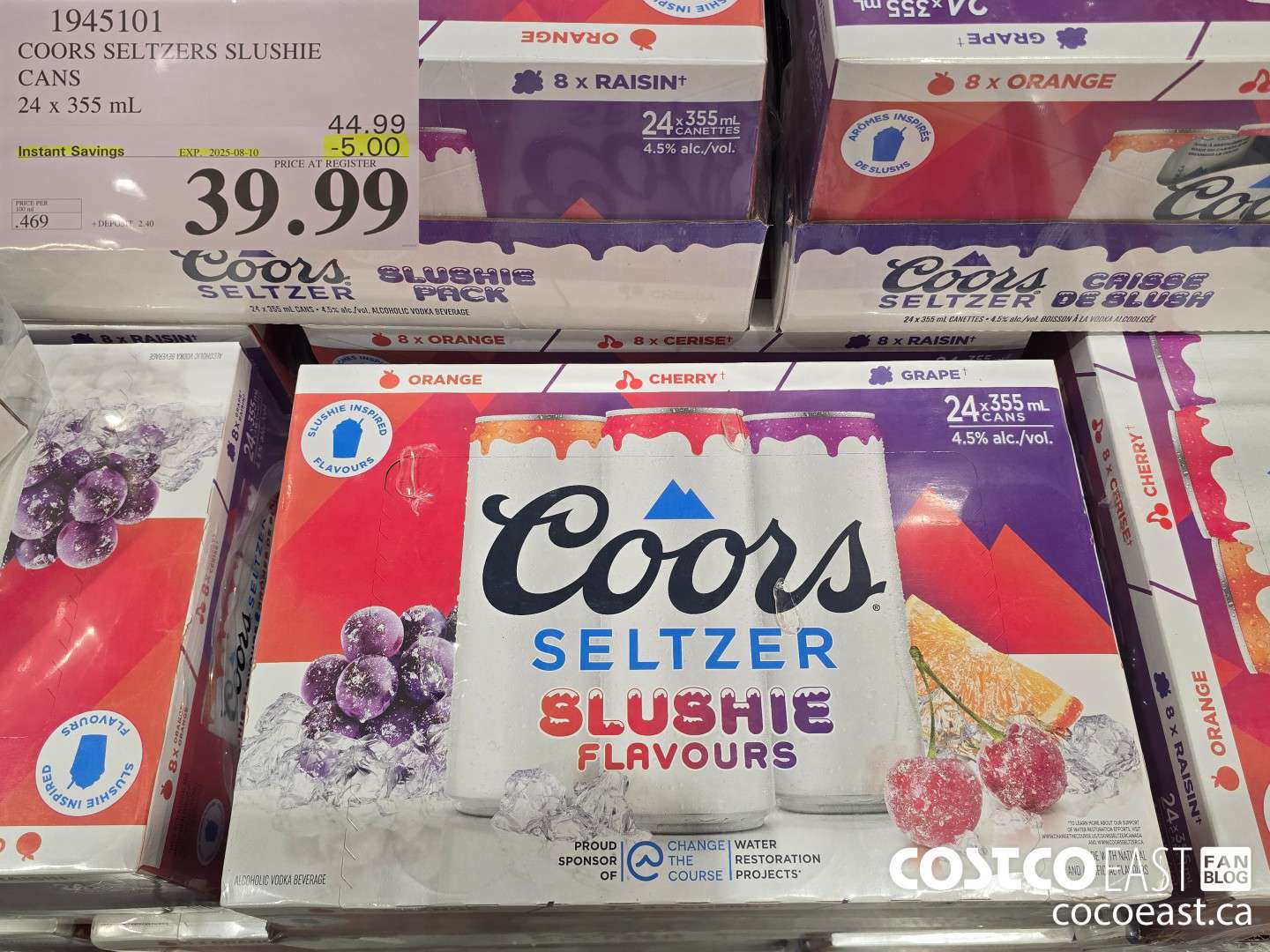 1945101 COORS SELTZERS SLUSHIE CANS 24 X 355 mL ($5.00 INSTANT SAVINGS EXPIRES ON 2025-08-10) $39.99