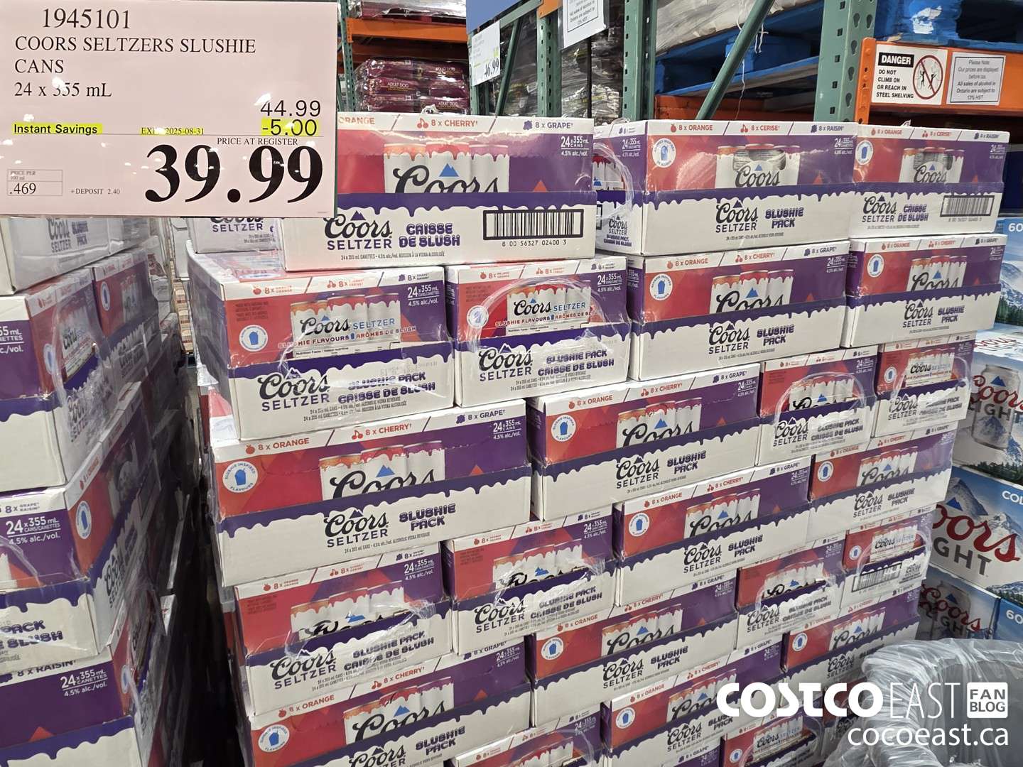 1945101 COORS SELTZERS SLUSHIE CANS 24 X 355 mL ($5.00 INSTANT SAVINGS EXPIRES ON 2025-08-31) $39.99