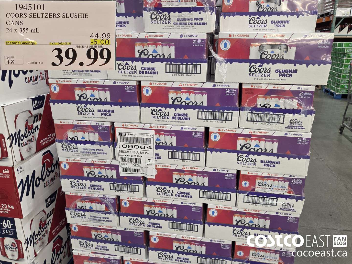 1945101 COORS SELTZERS SLUSHIE CANS 24 X 355 mL ($5.00 INSTANT SAVINGS EXPIRES ON 2025-08-31) $39.99