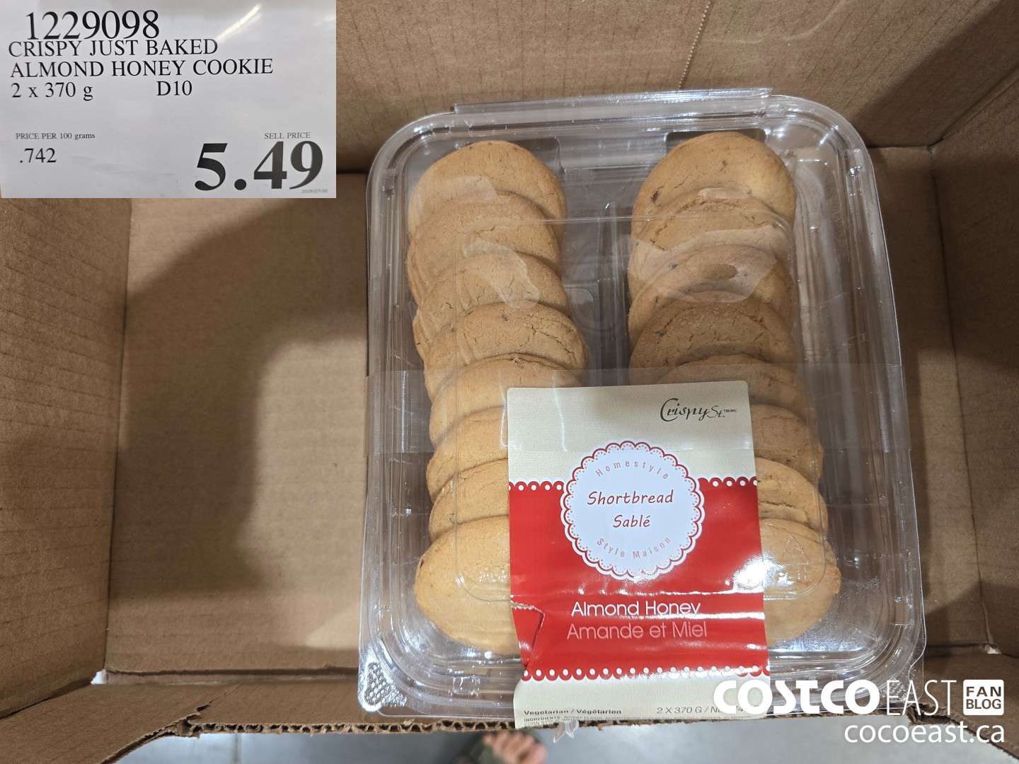 1229098 CRISPY JUST BAKED ALMOND HONEY COOKIE 2 X 370 G $5.49