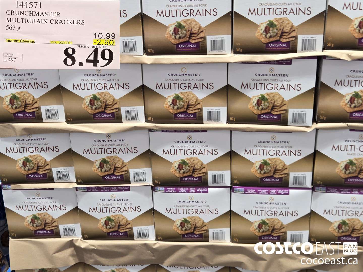 144571 CRUNCHMASTER MULTIGRAIN CRACKER 567 G ($2.50 INSTANT SAVINGS EXPIRES ON 2025-08-31) $8.49
